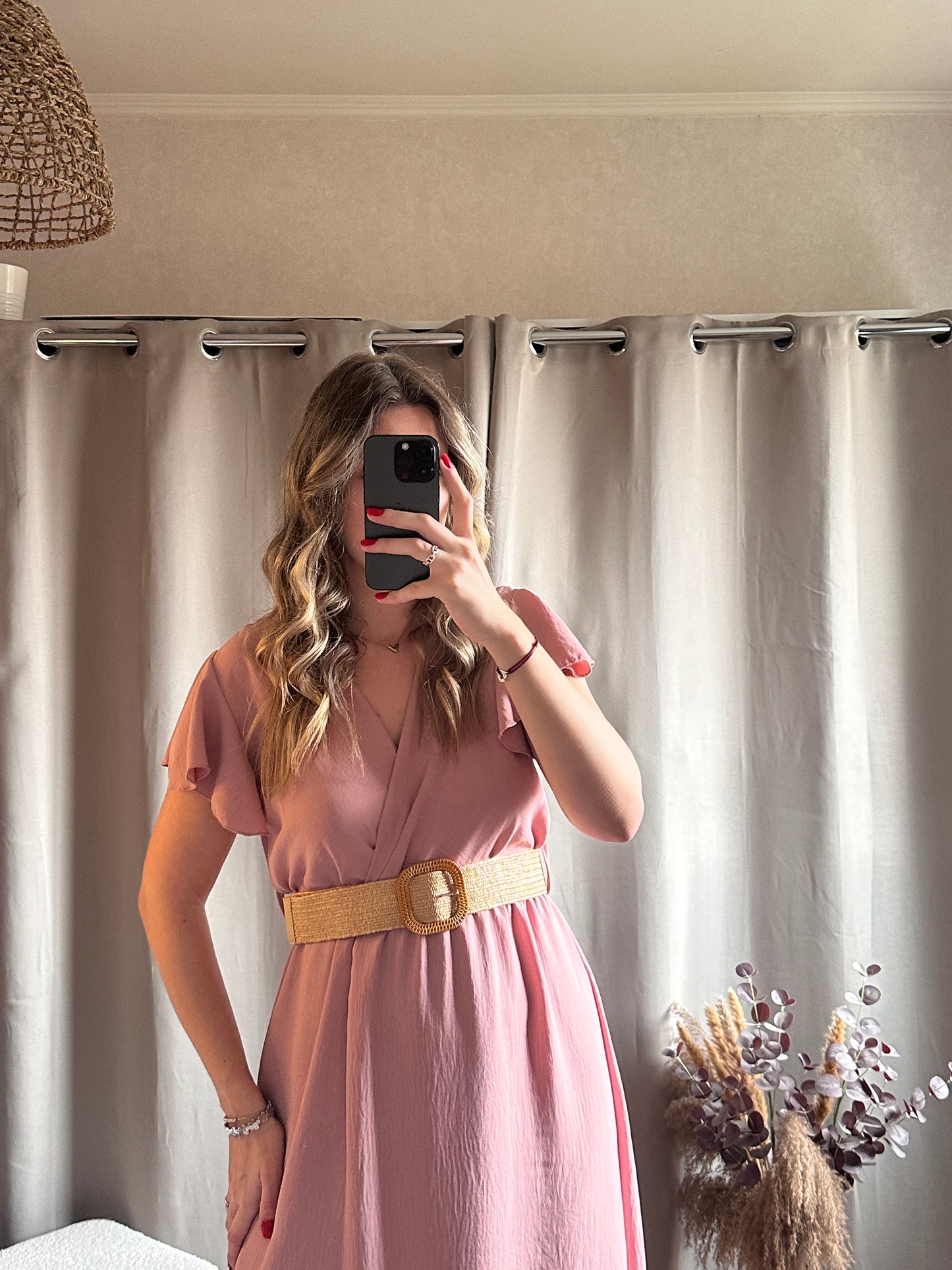 Robe longue rose