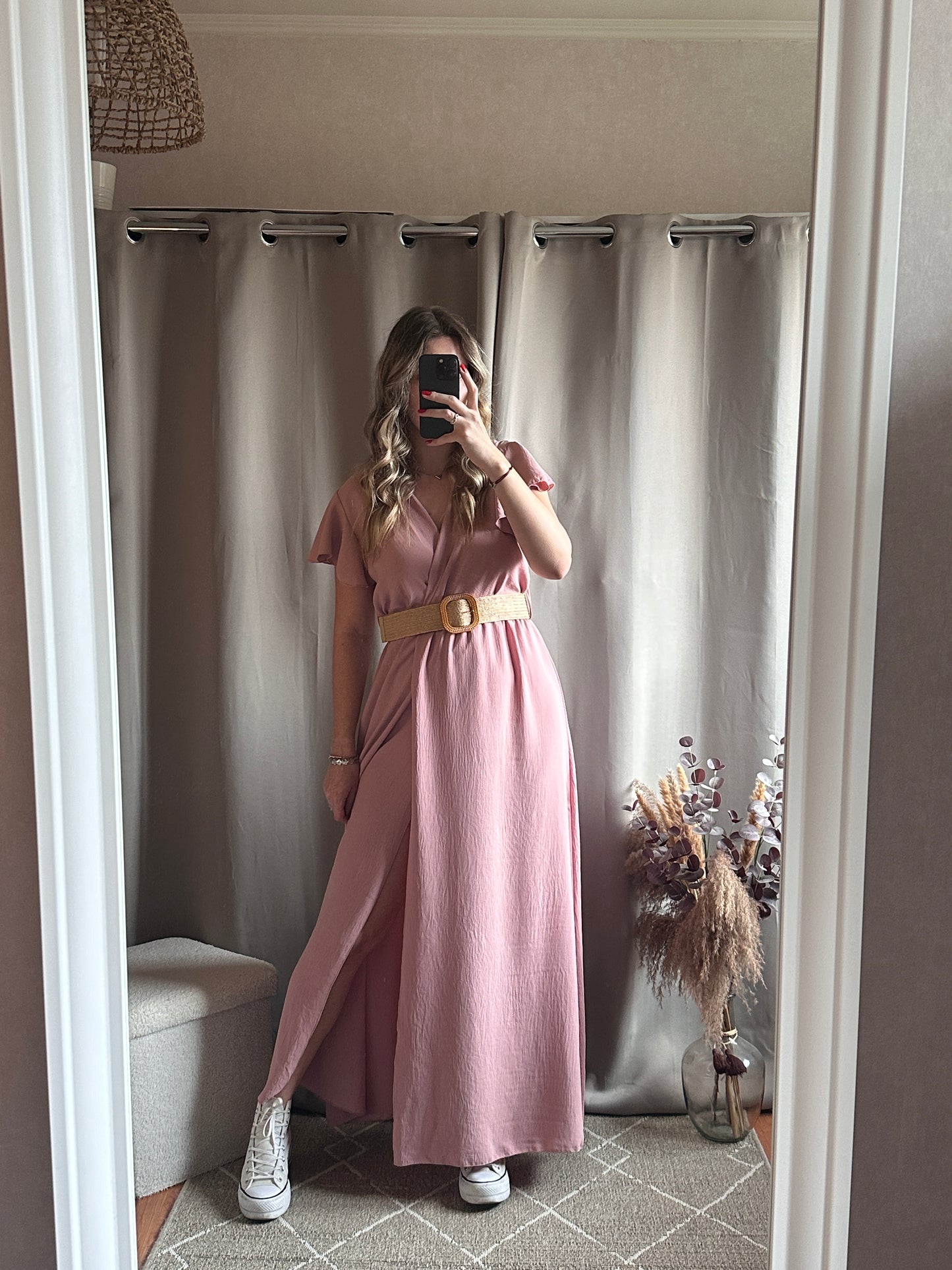 Robe longue rose