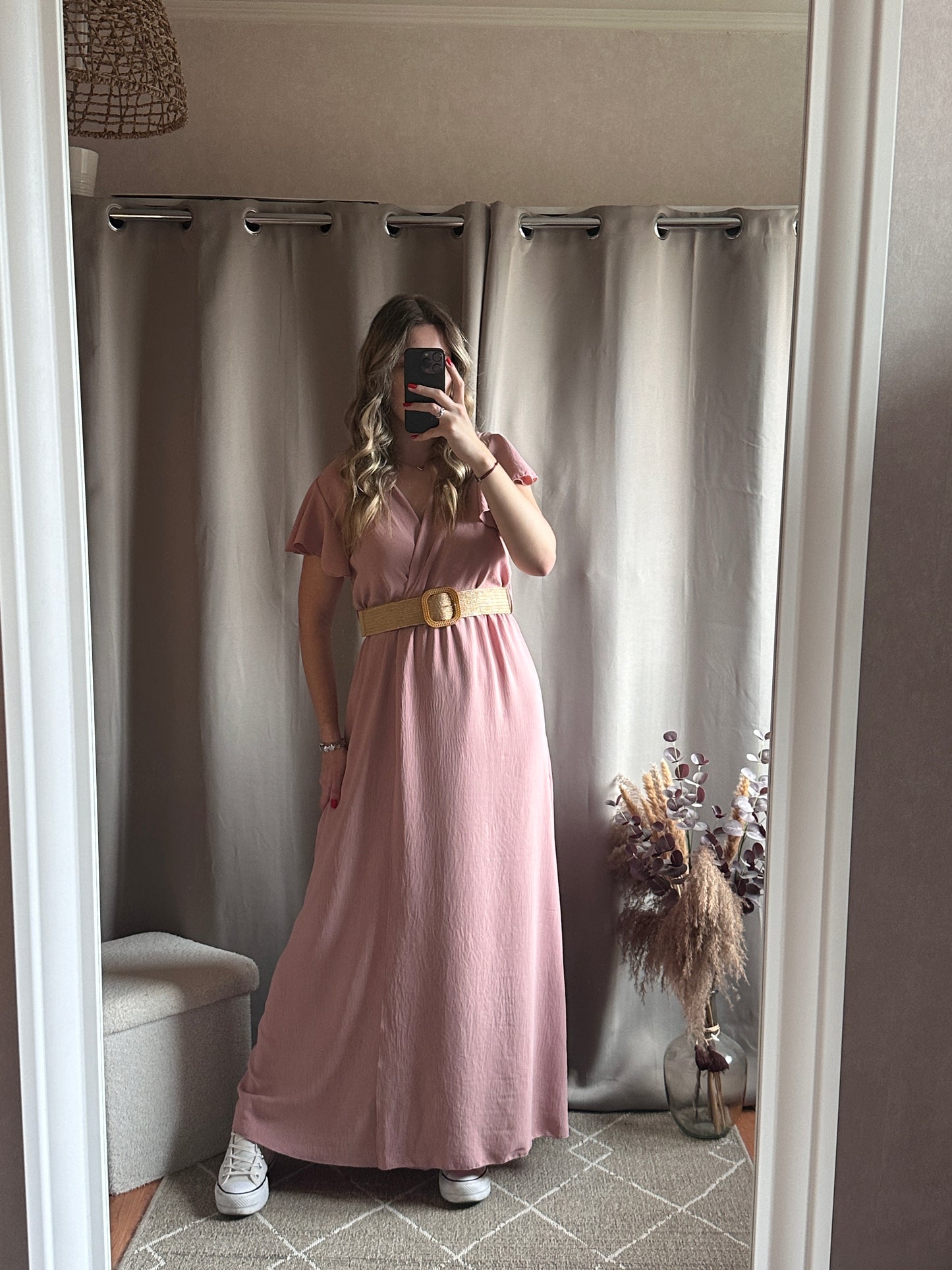 Robe longue rose