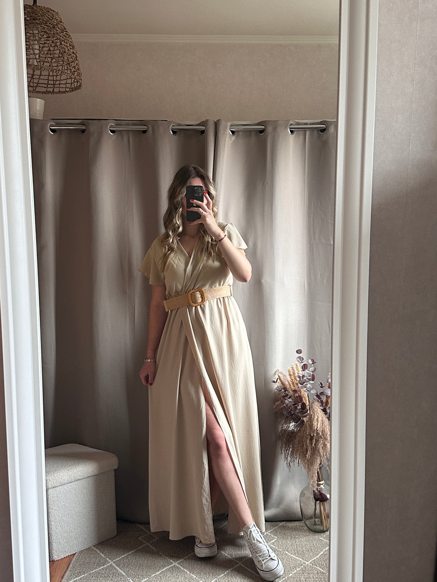 Robe longue beige