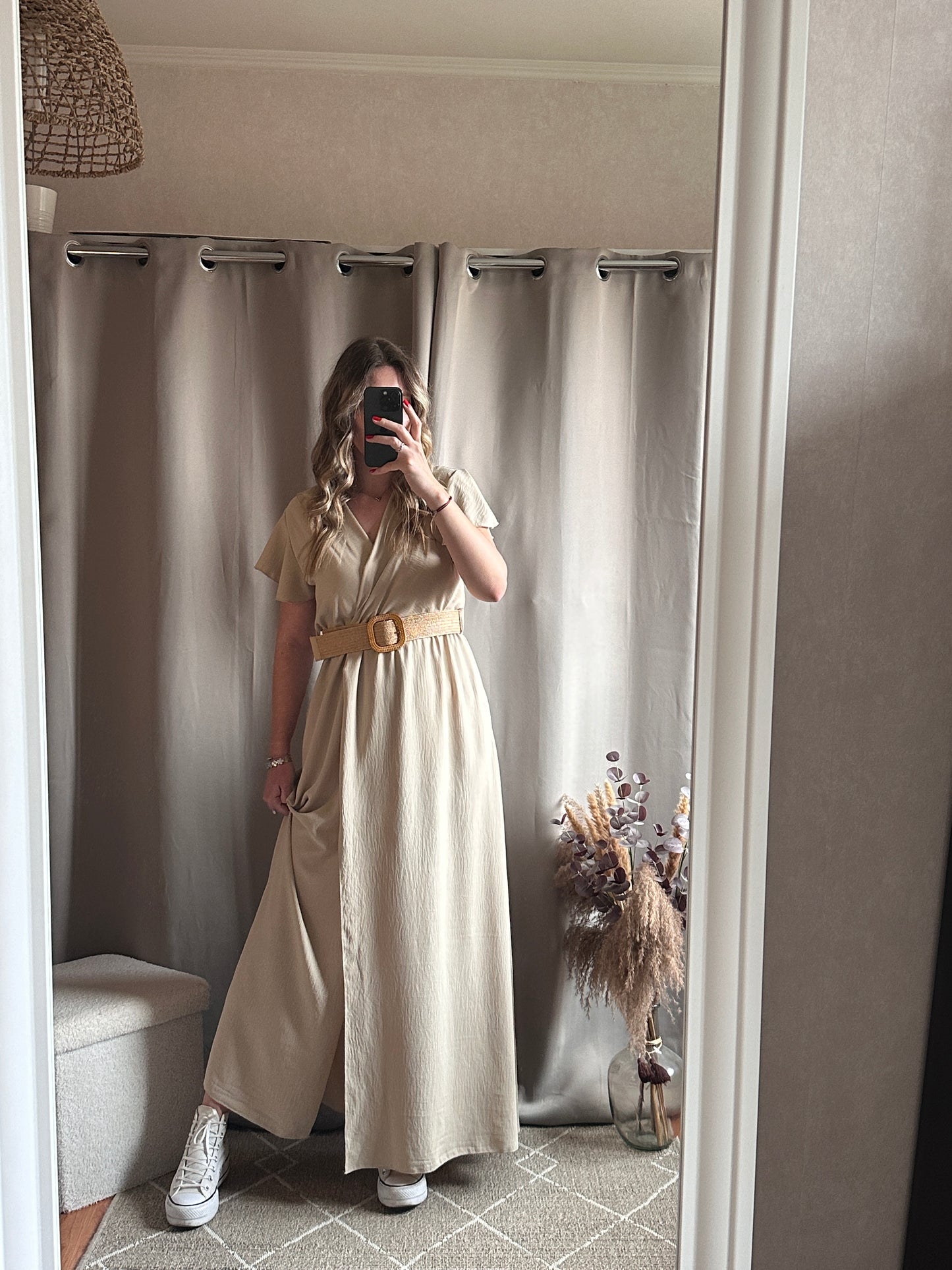 Robe longue beige