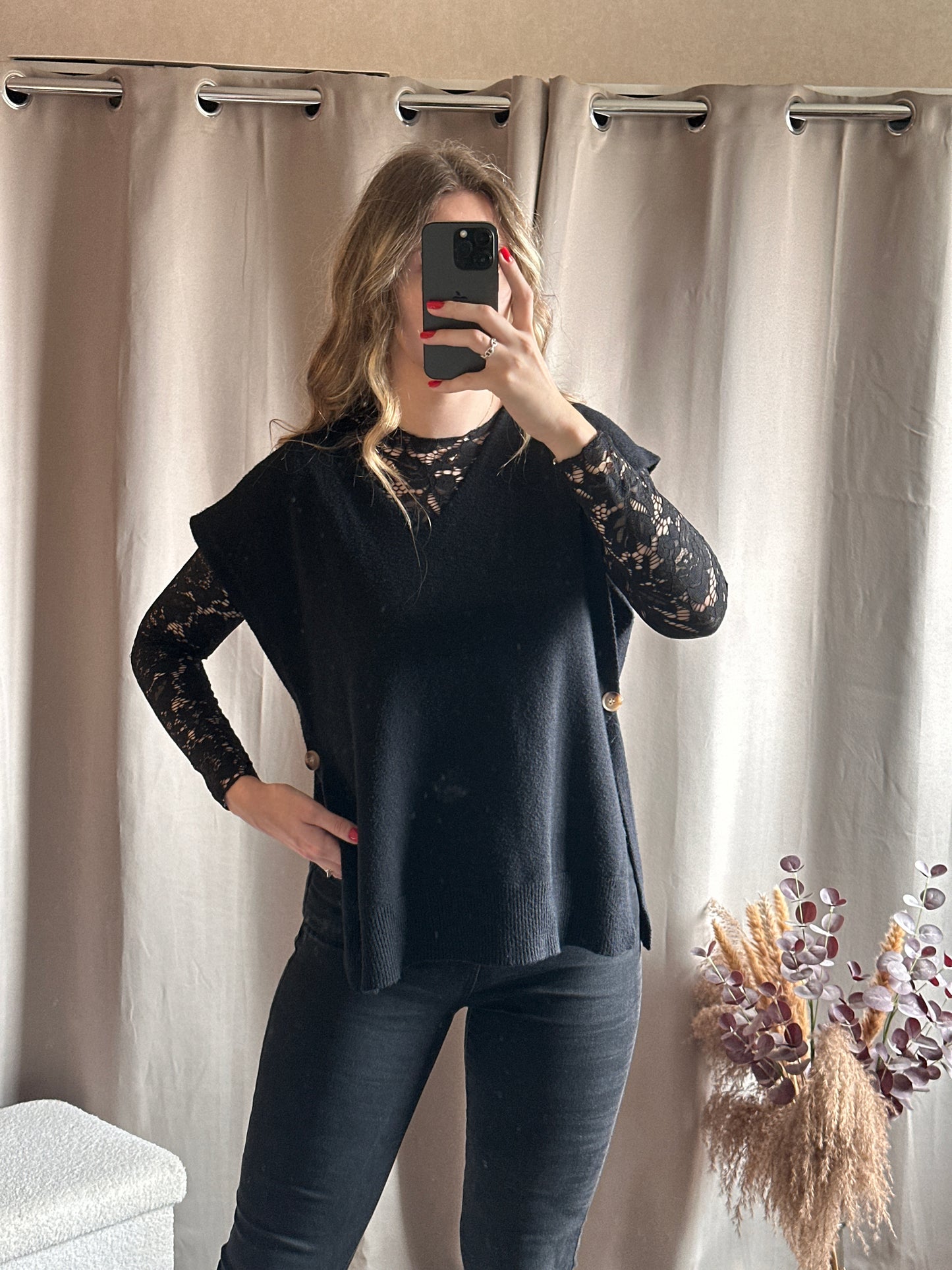 Body noir en dentelle