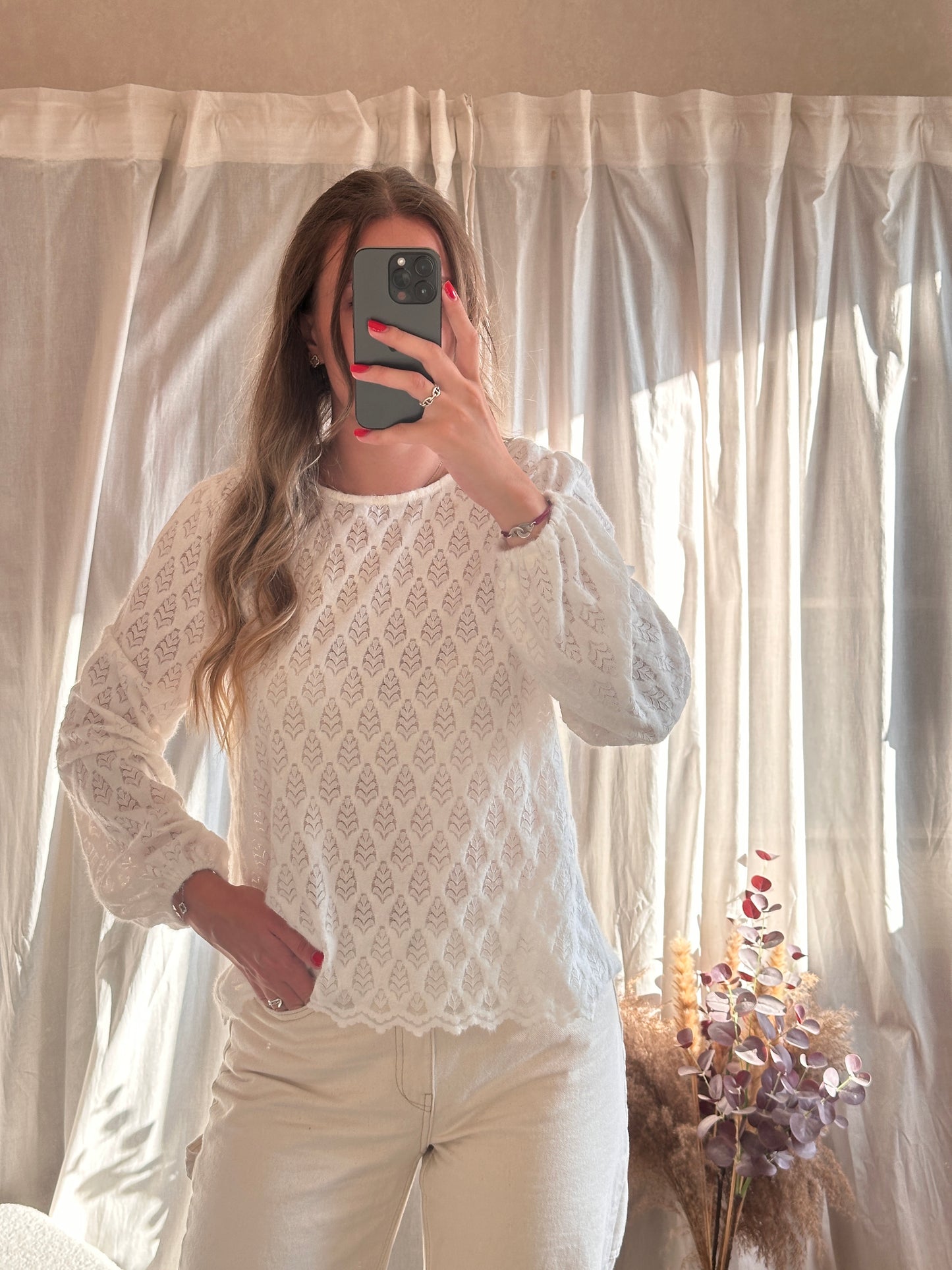Pull fin blanc dos nu