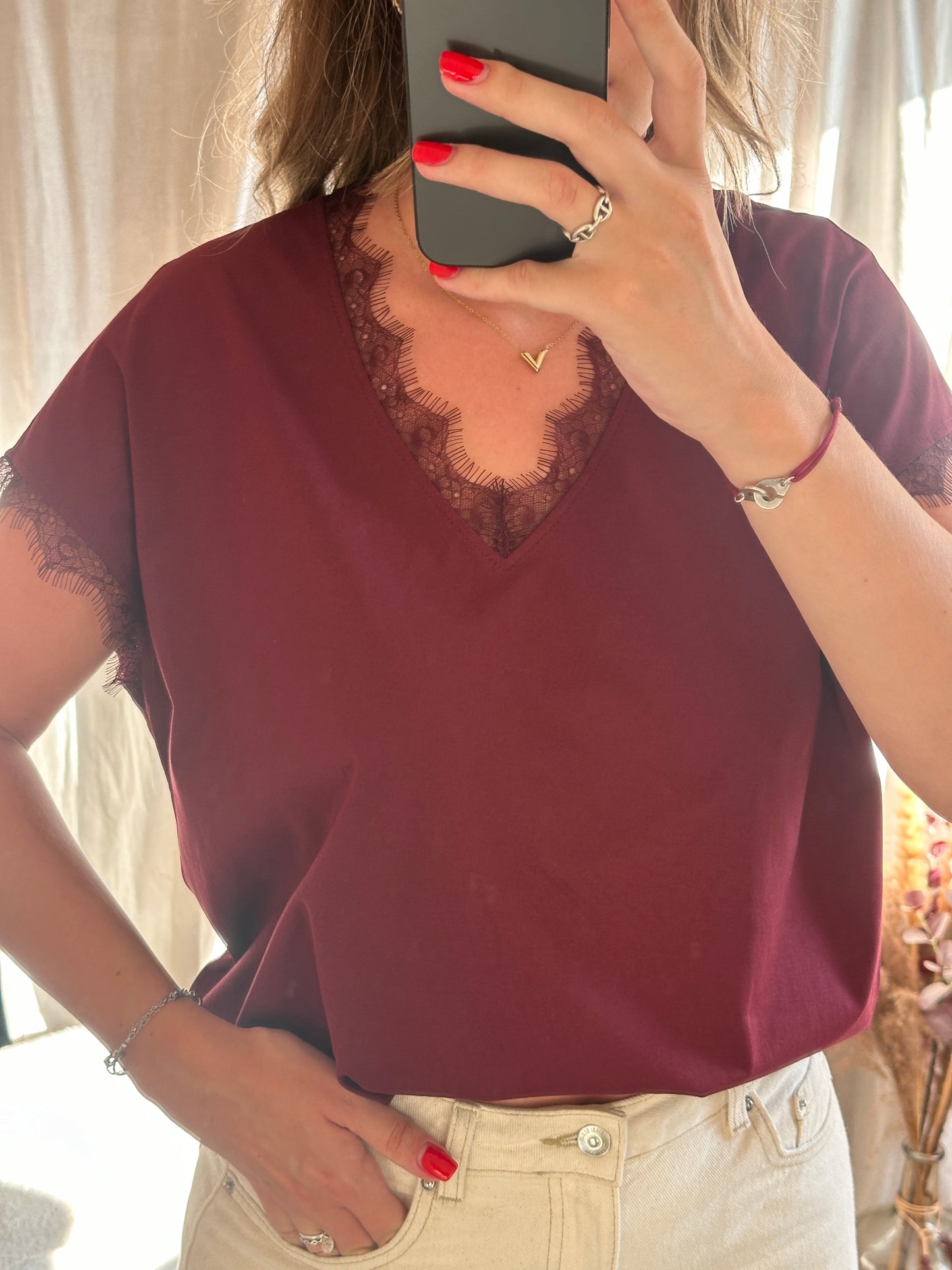 T-shirt Bordeaux 100% coton