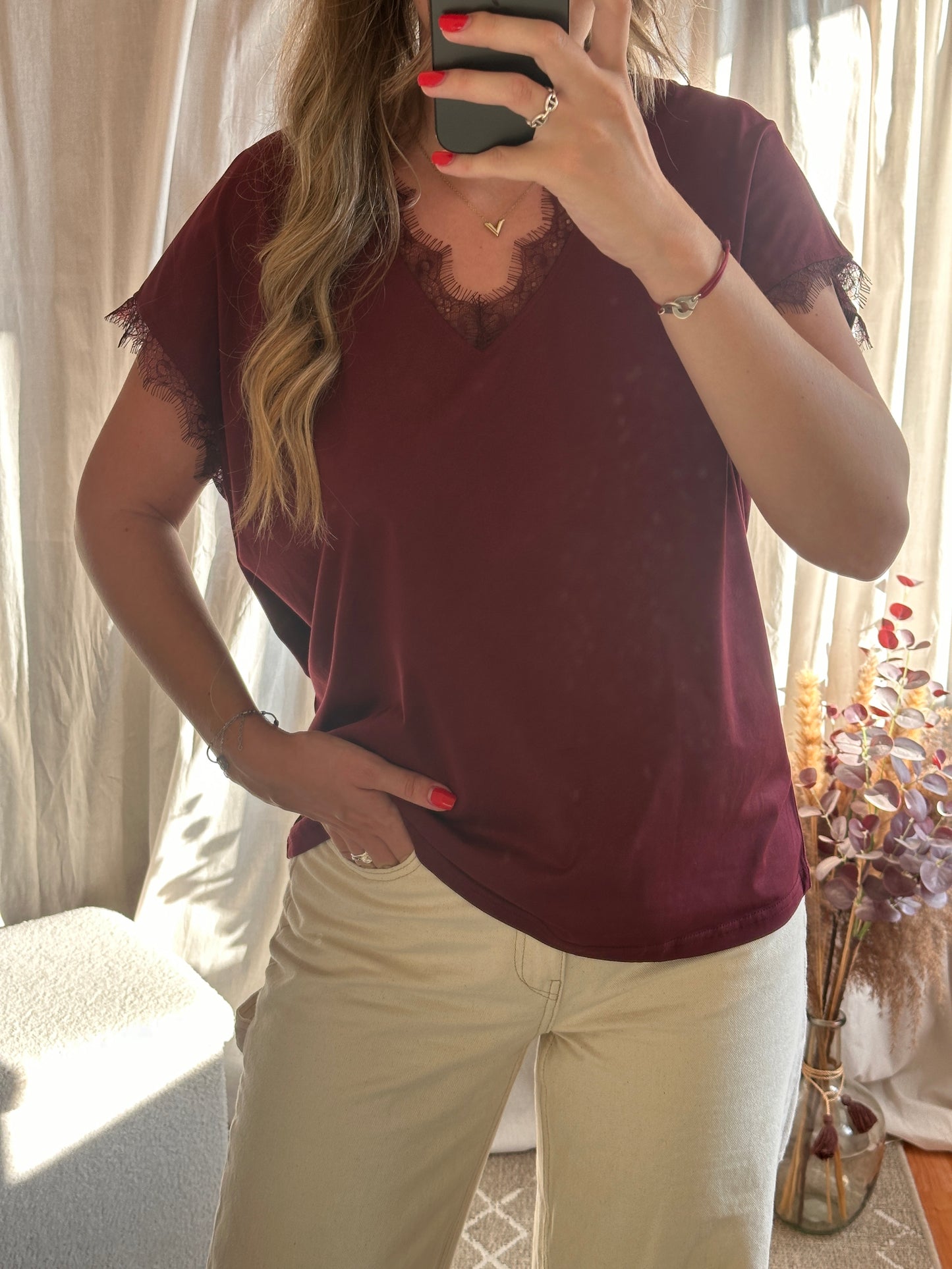 T-shirt Bordeaux 100% coton