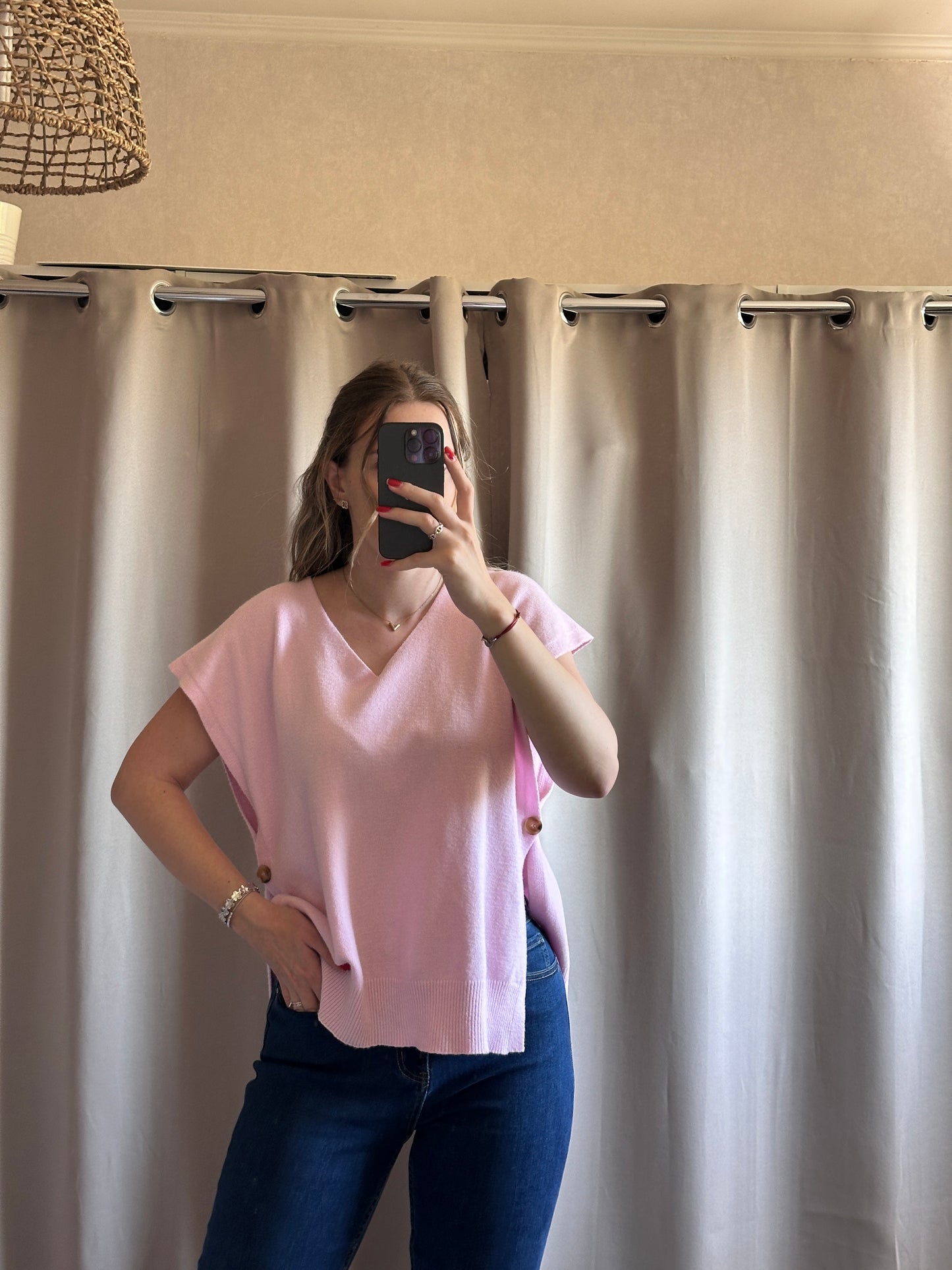 Pull sans manches rose