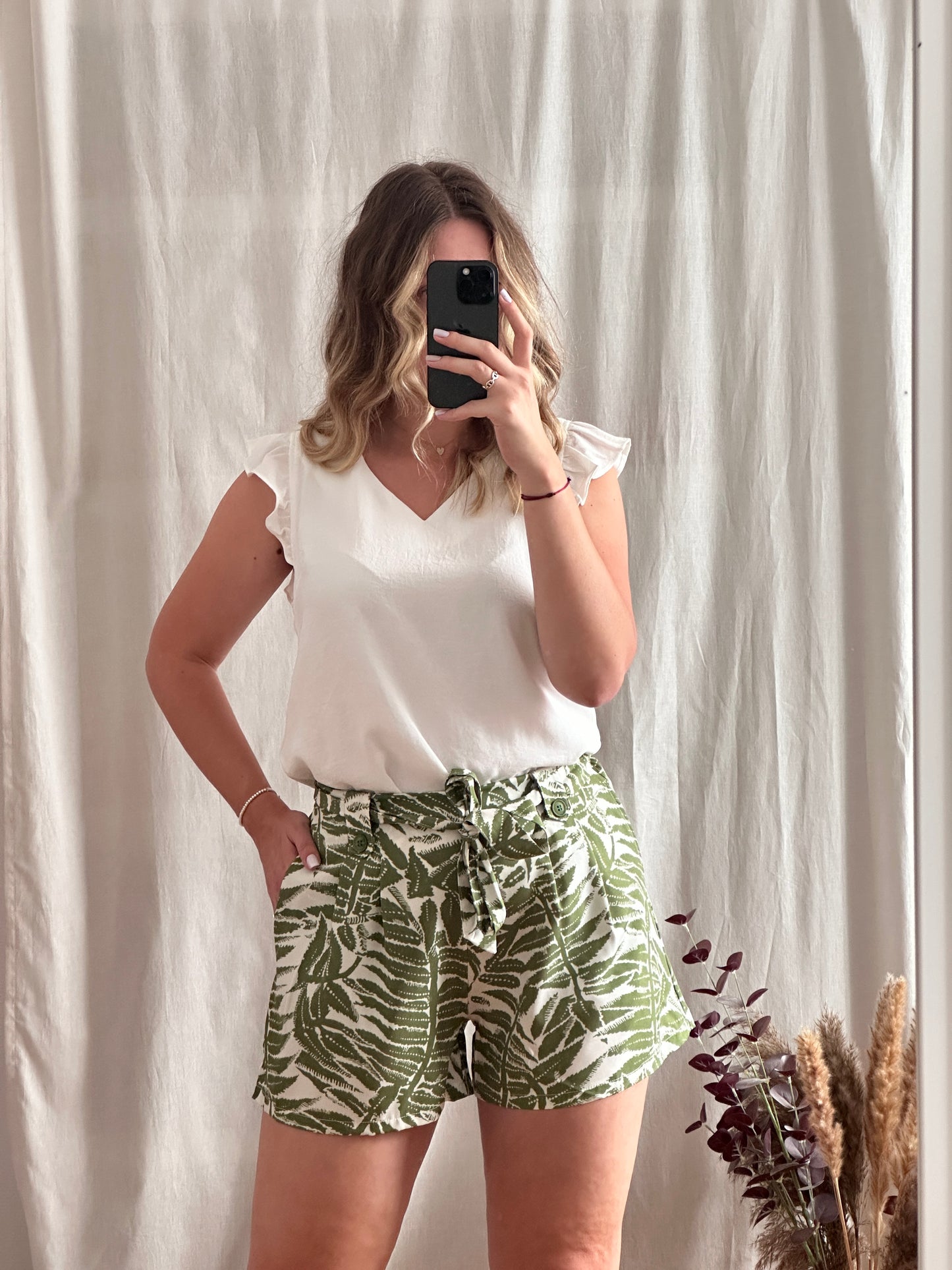 Short vert et blanc