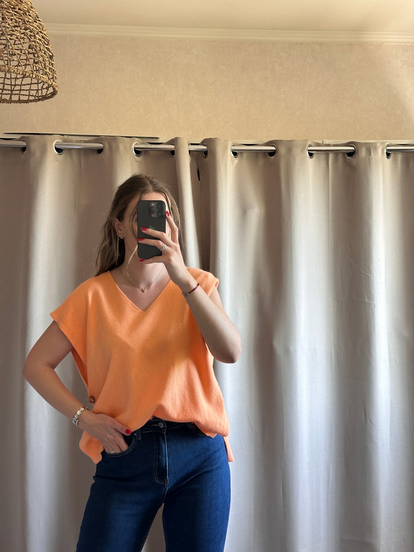 Pull sans manches orange