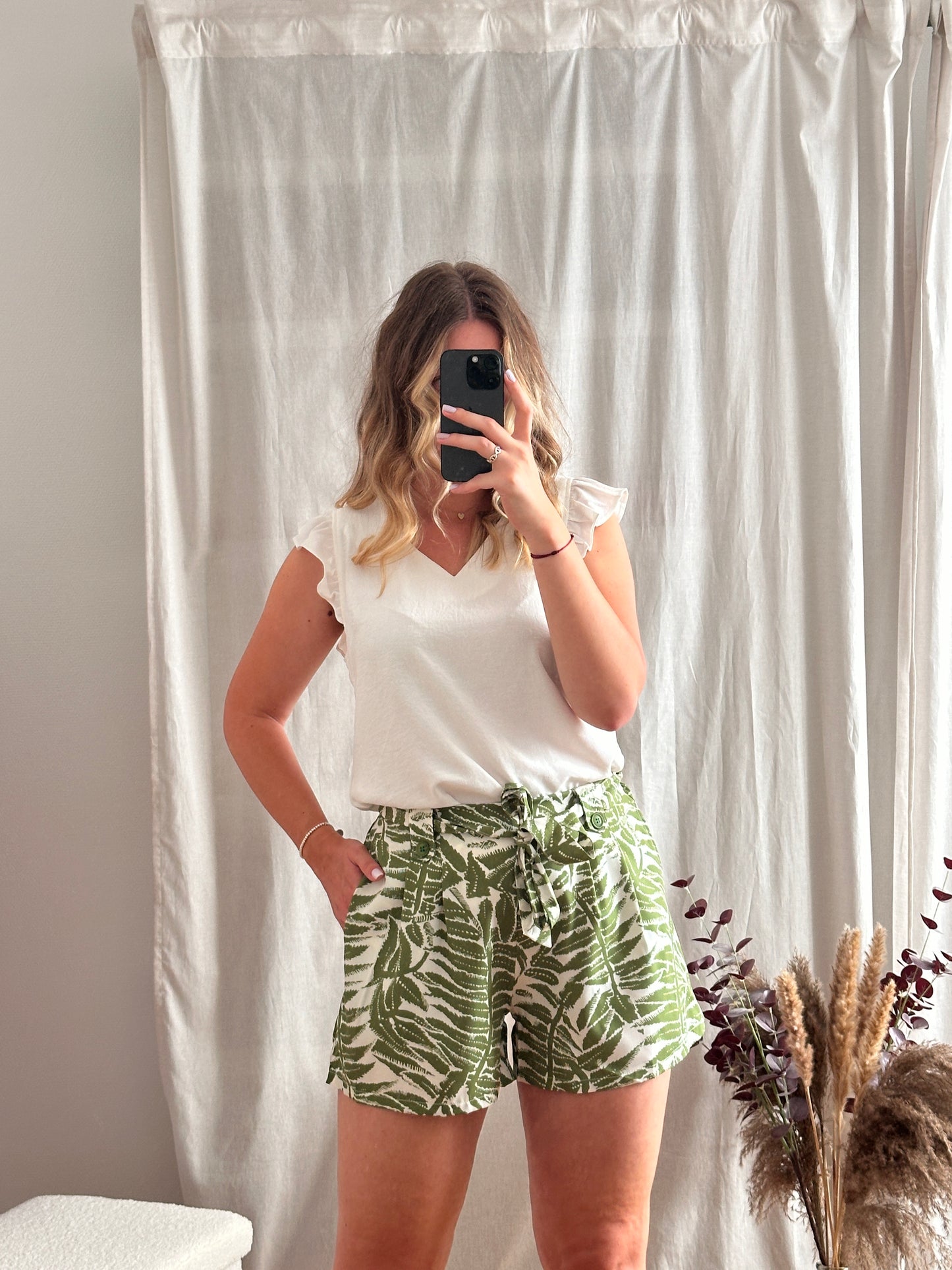 Short vert et blanc
