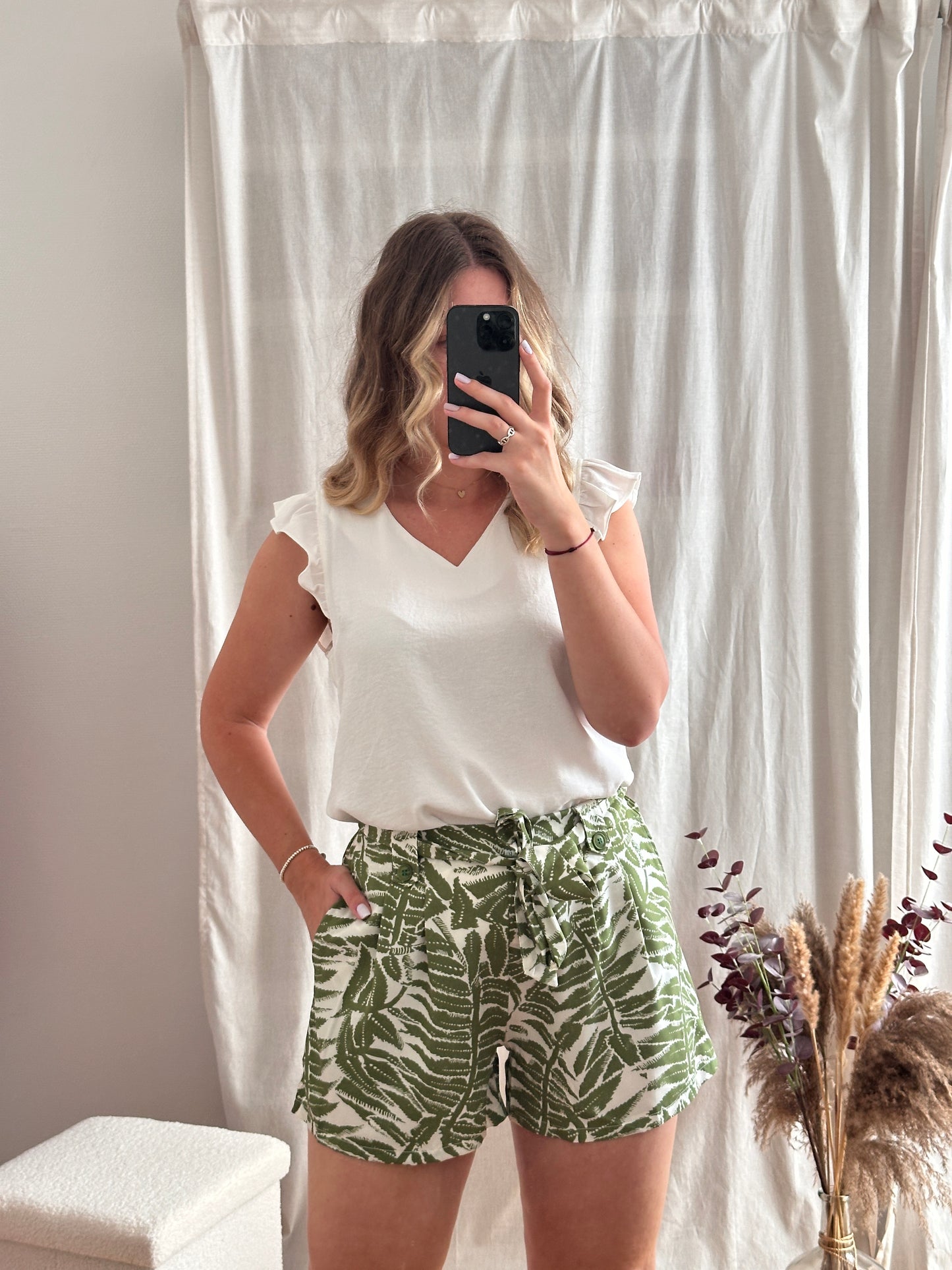 Short vert et blanc