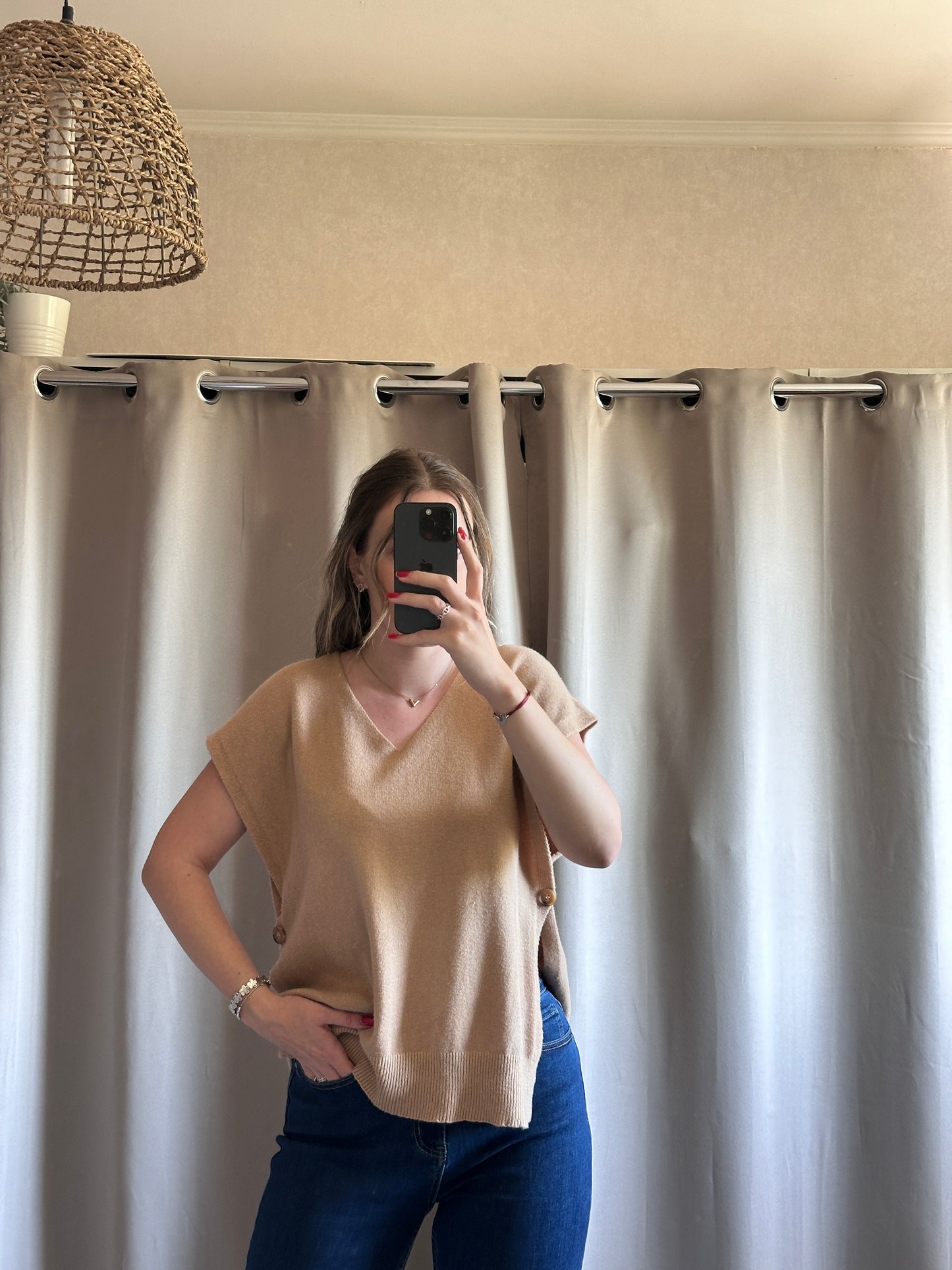 Pull sans manches camel