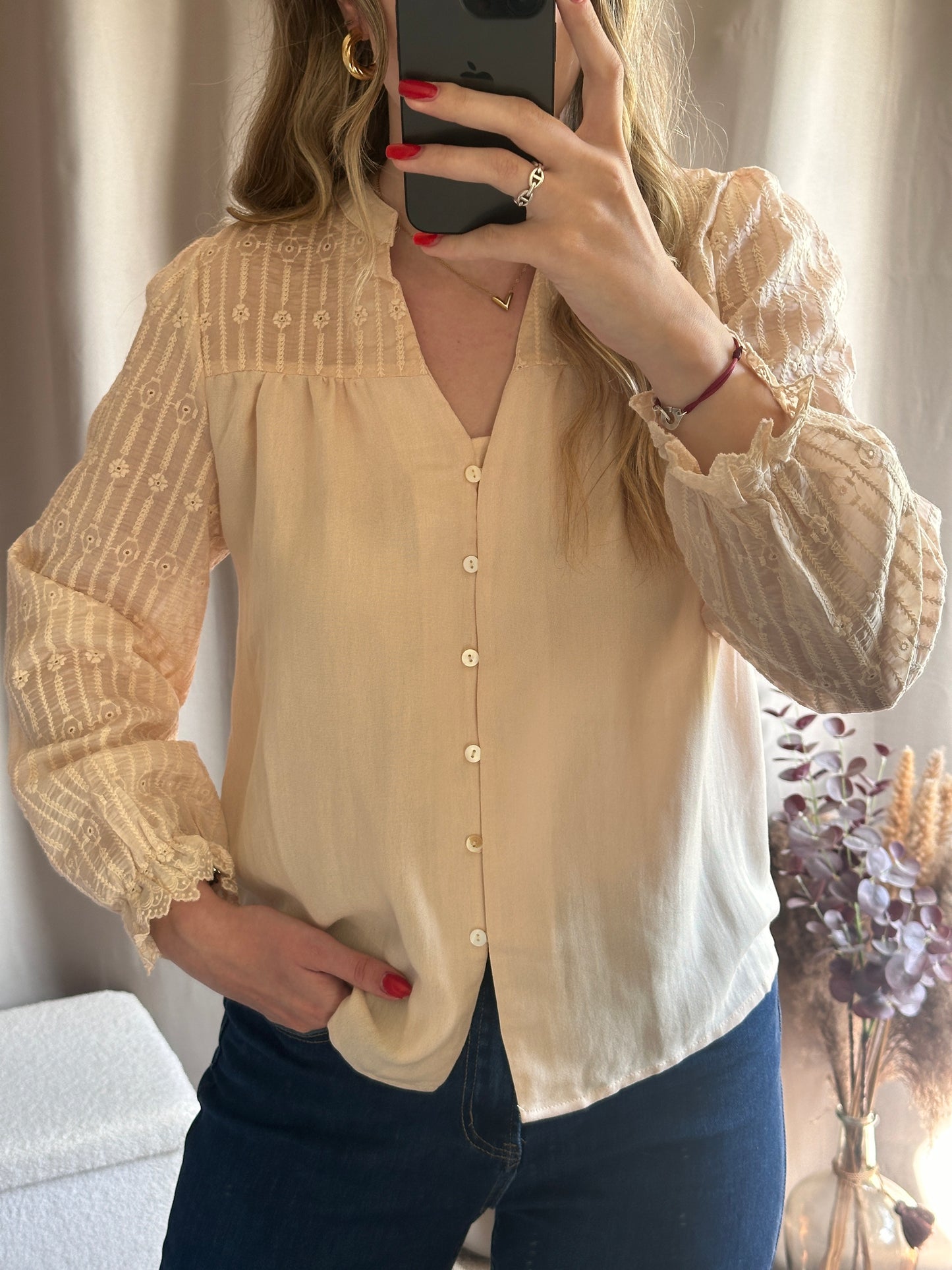 Blouse beige 100% coton
