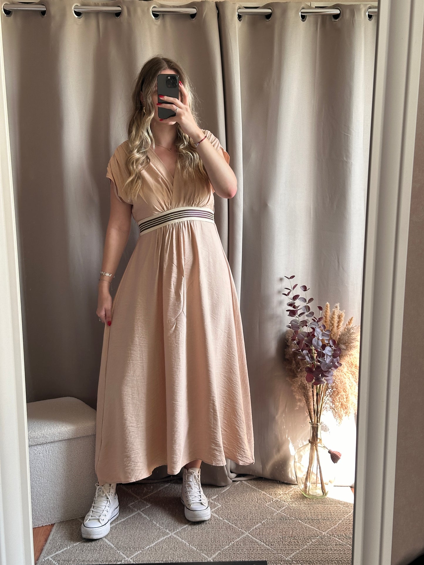Robe longue beige