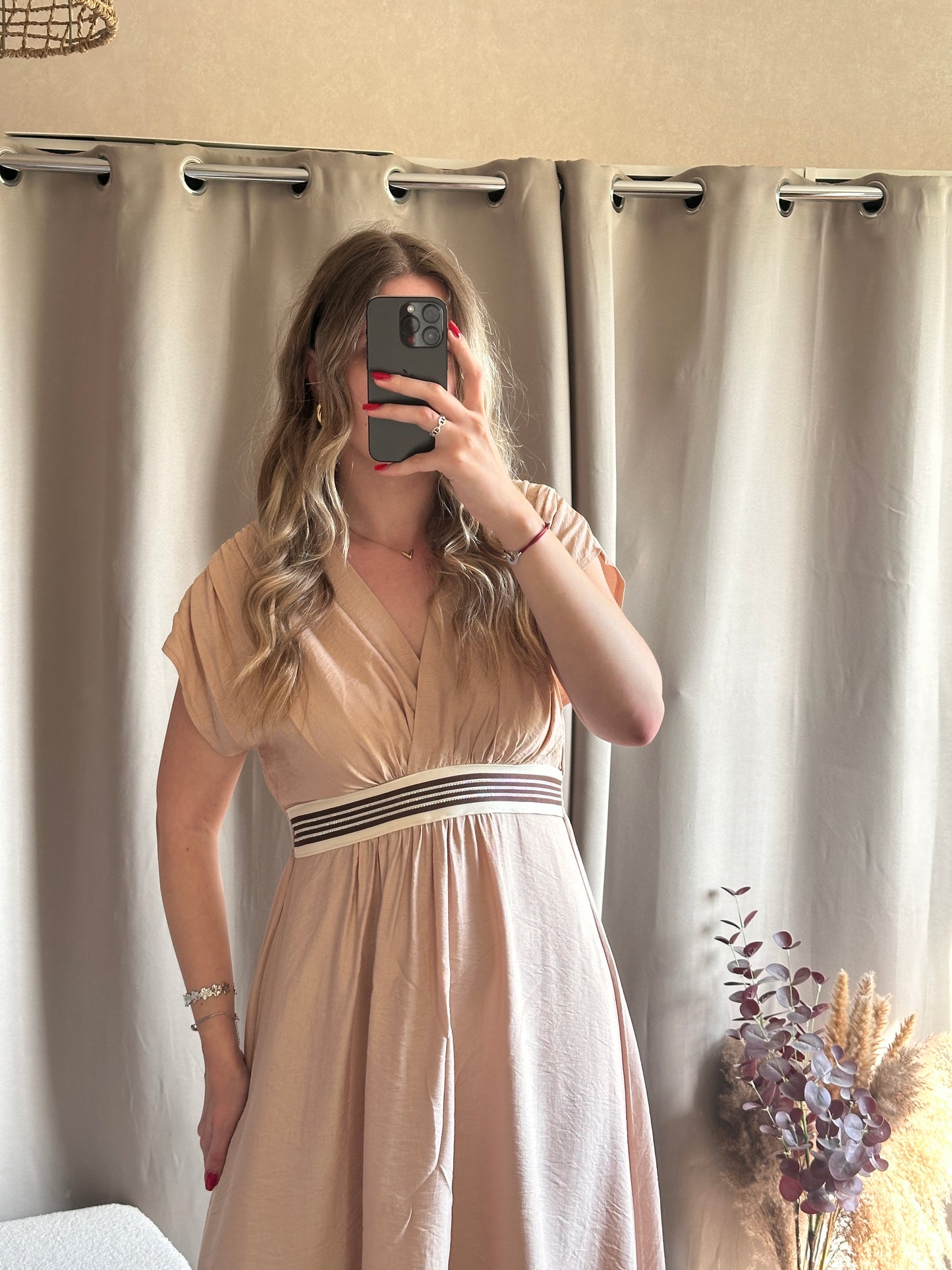 Robe longue beige