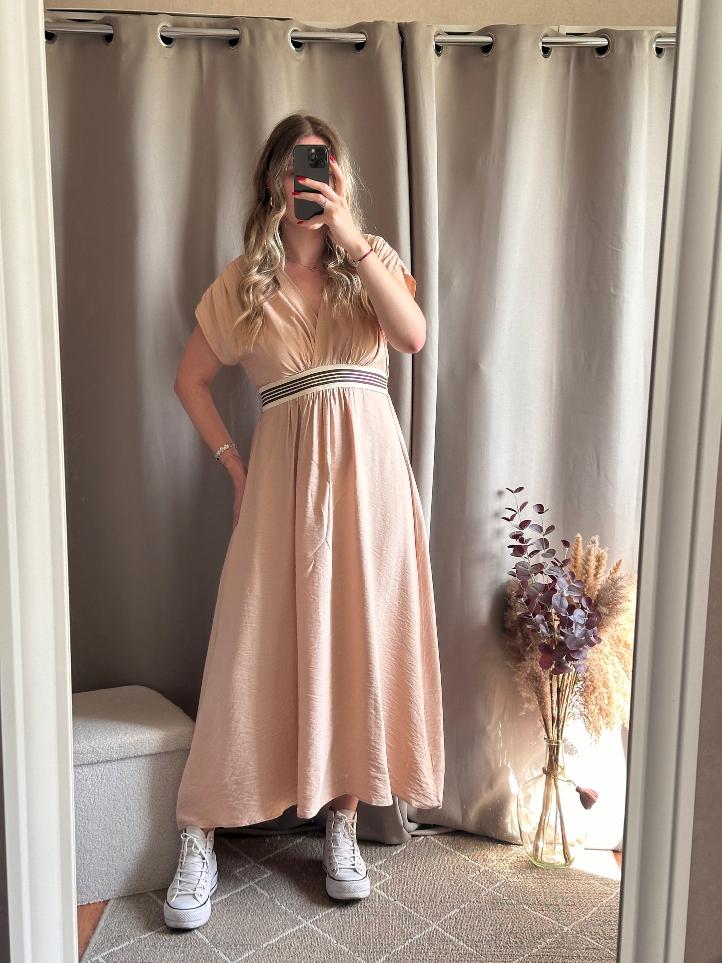 Robe longue beige