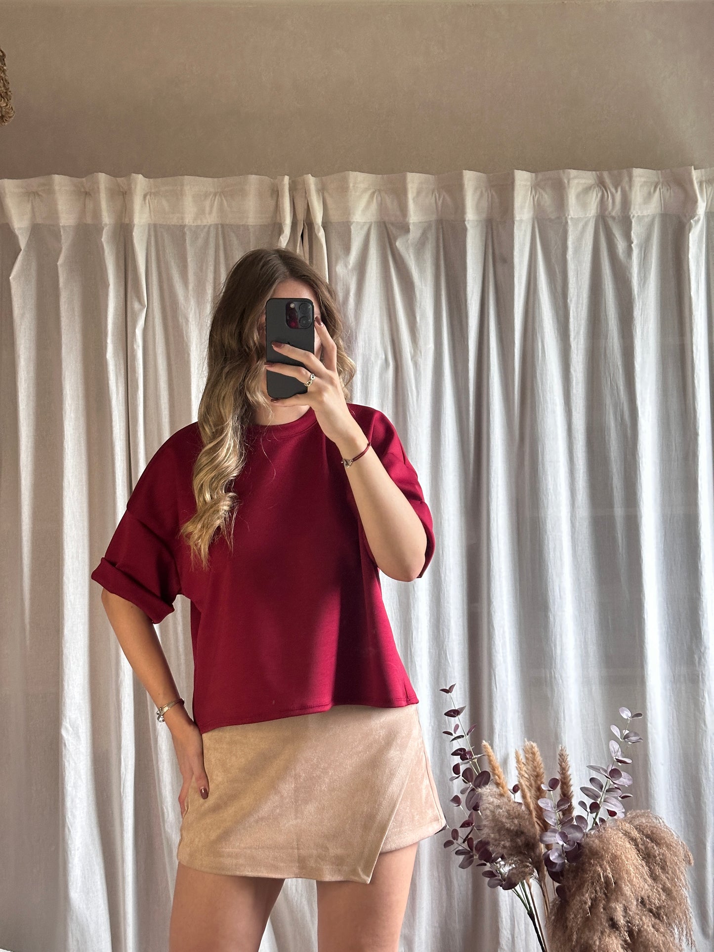 T-shirt oversize bordeaux 🇮🇹