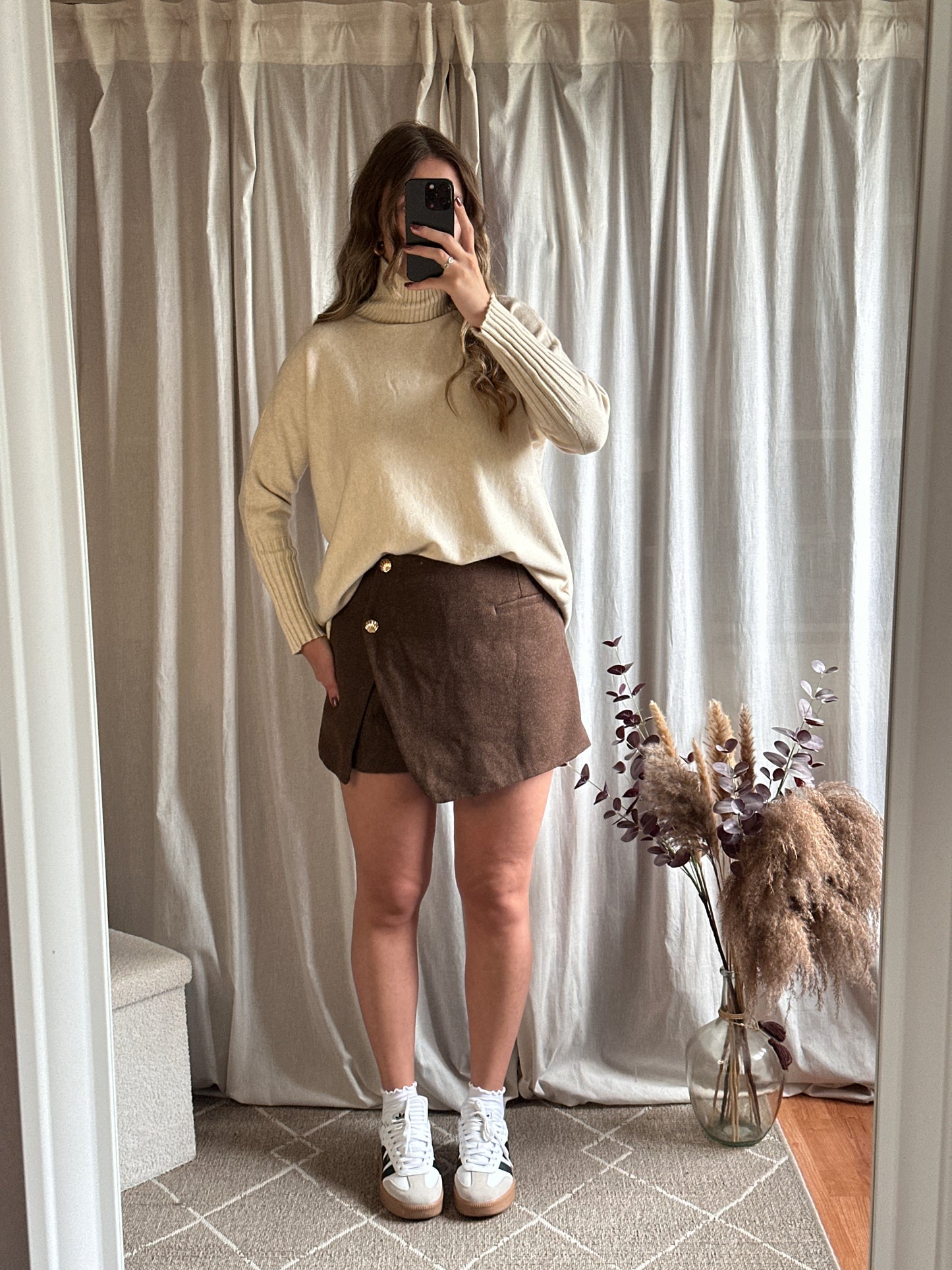 Pull col montant beige