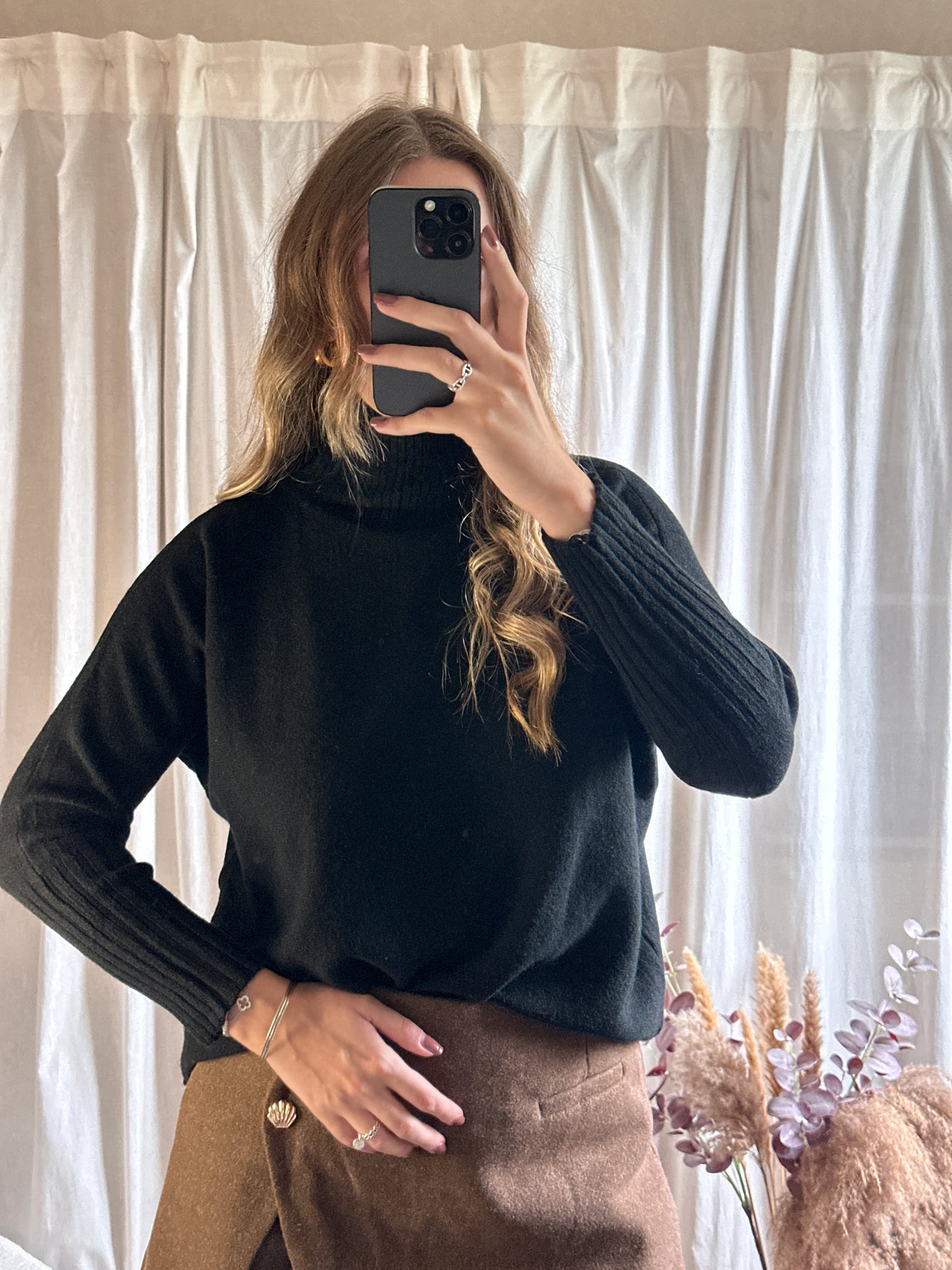 Pull col montant noir