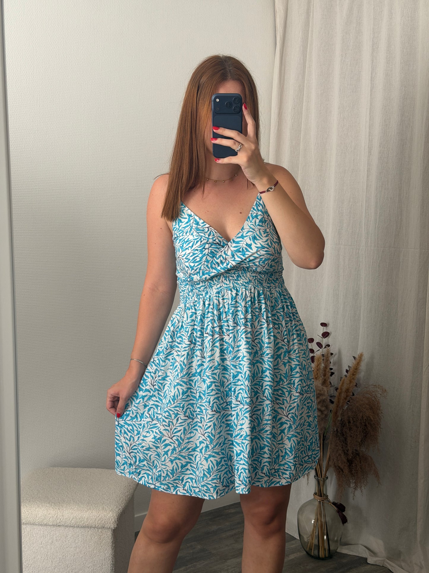 Robe courte bleu à motif