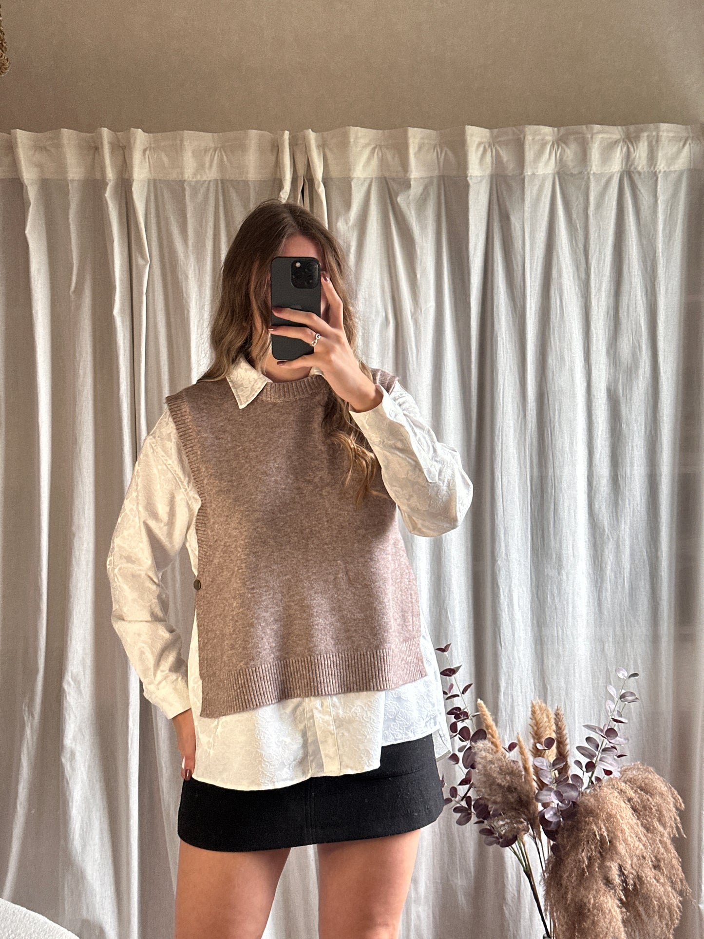 Pull sans manche taupe