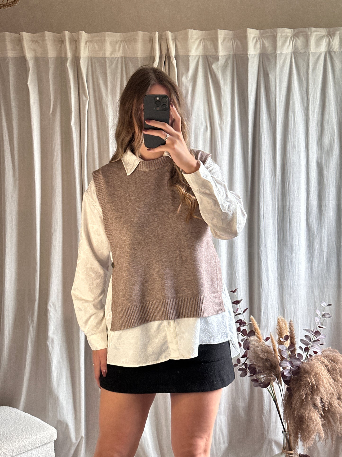 Pull sans manche taupe