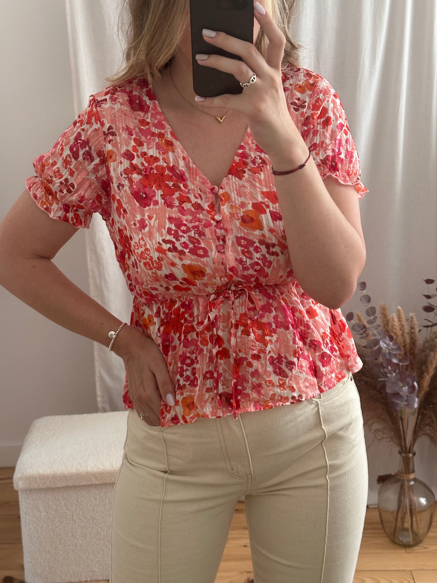 Blouse imprimée rose