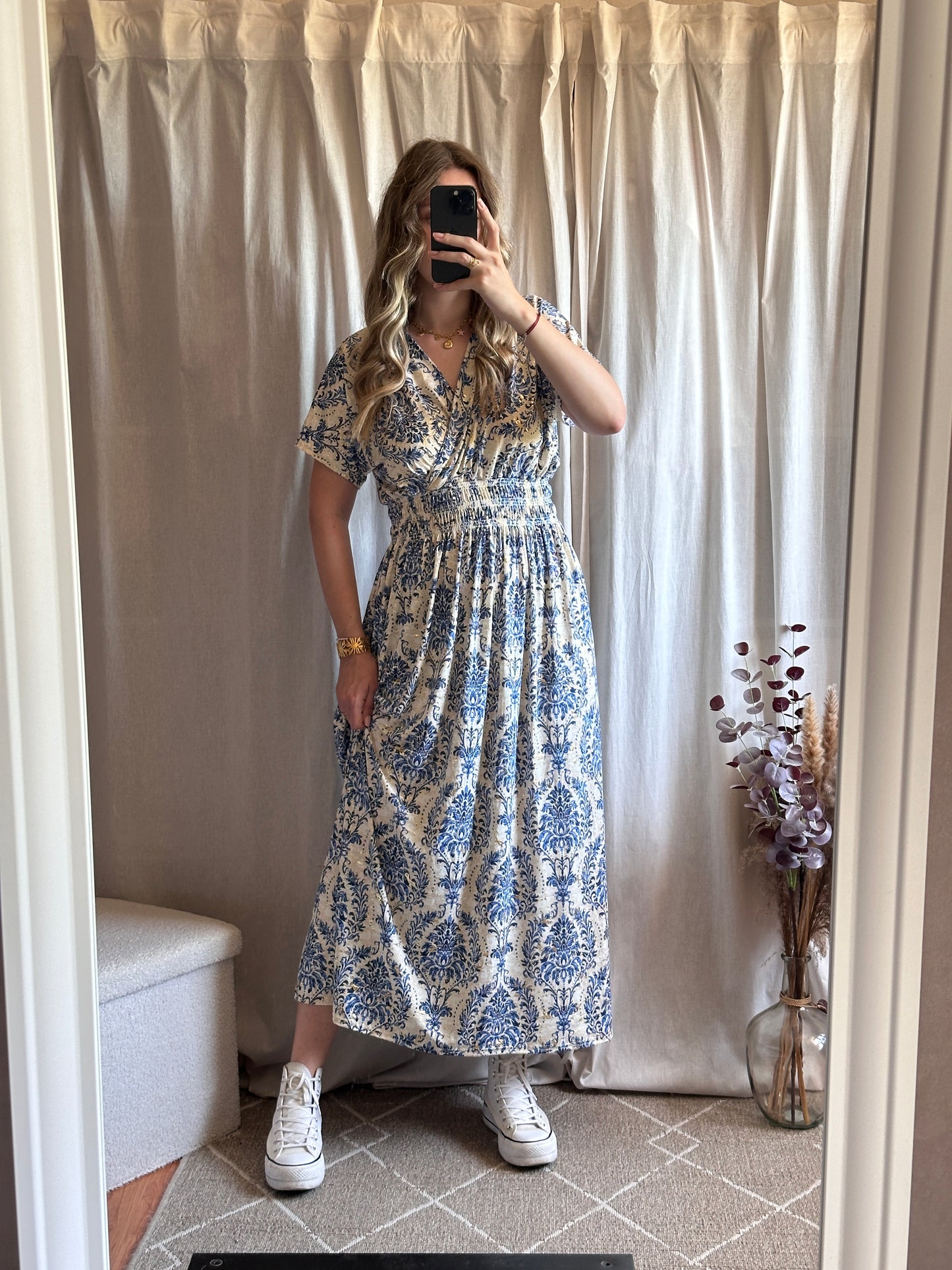 Robe longue bleu à motif