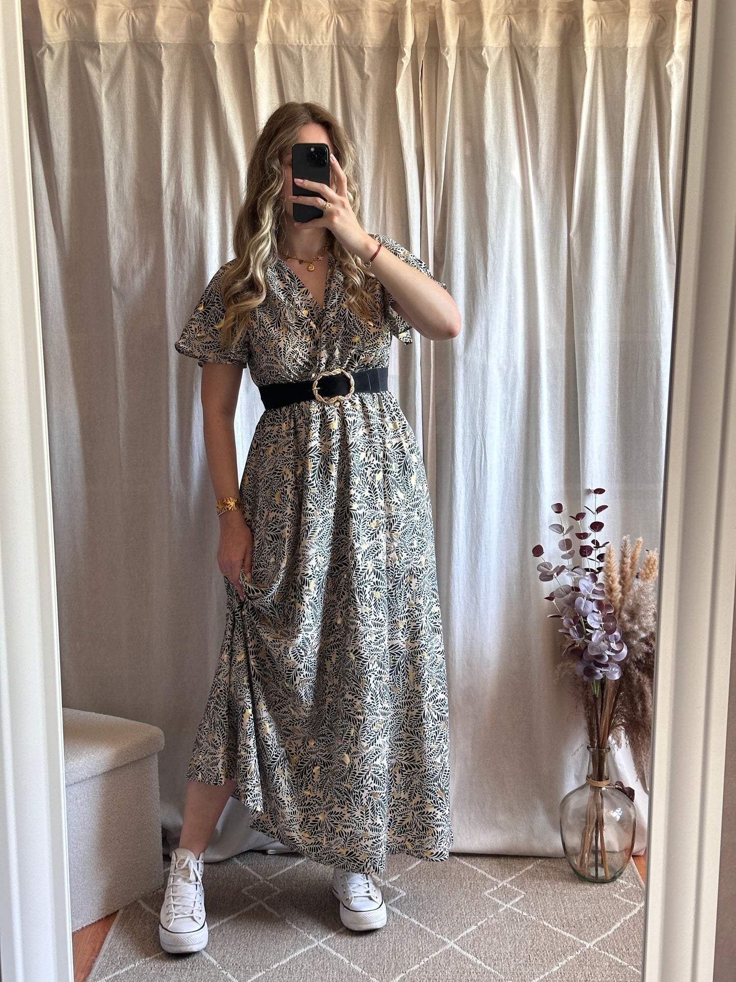 Robe longue noir et doré