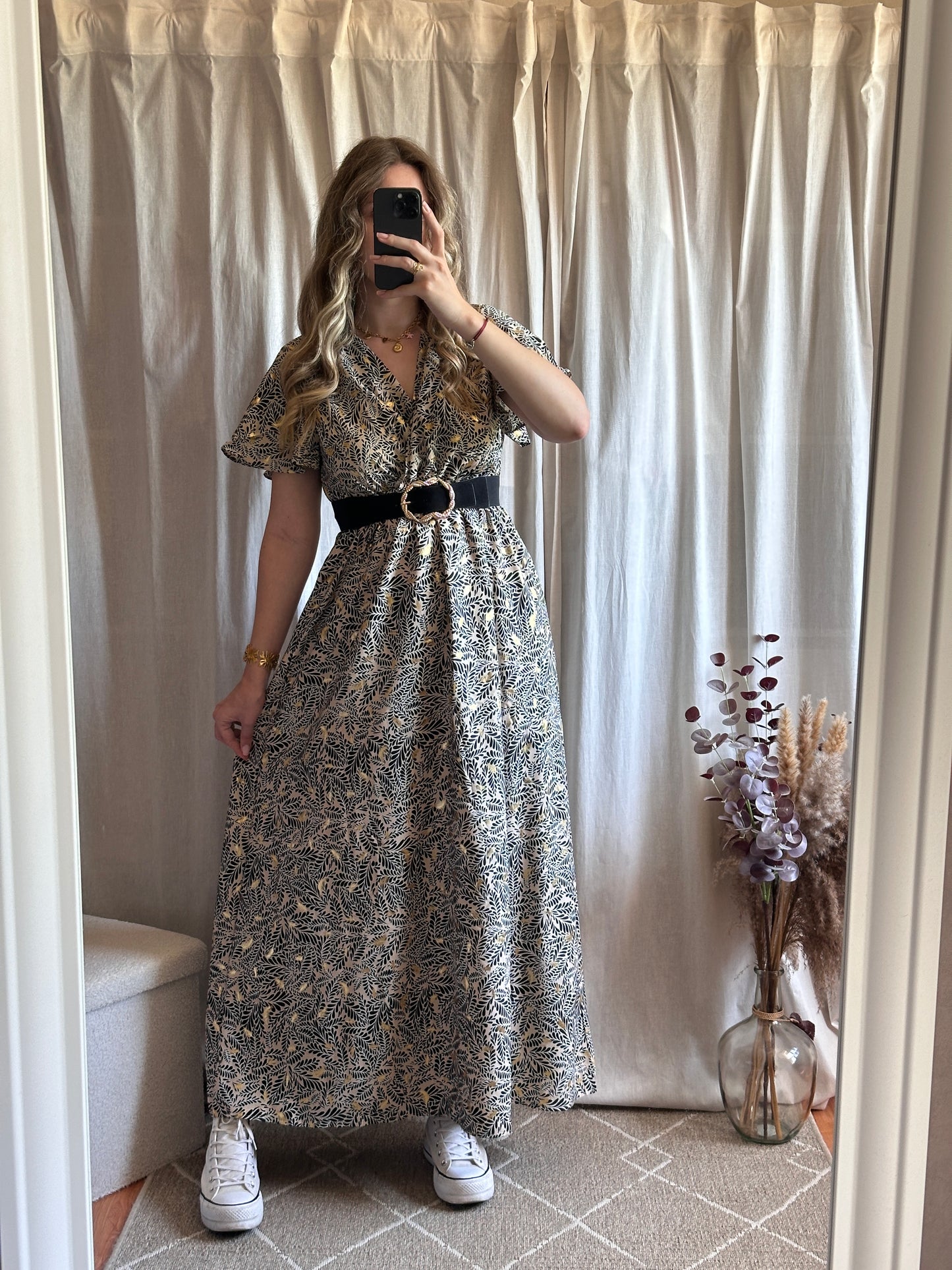 Robe longue noir et doré