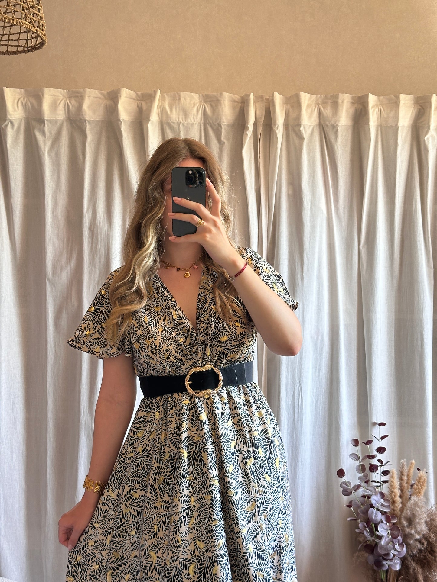 Robe longue noir et doré
