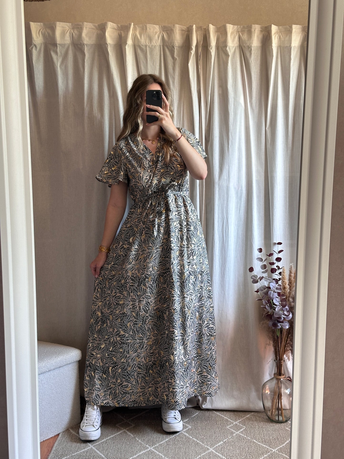 Robe longue noir et doré