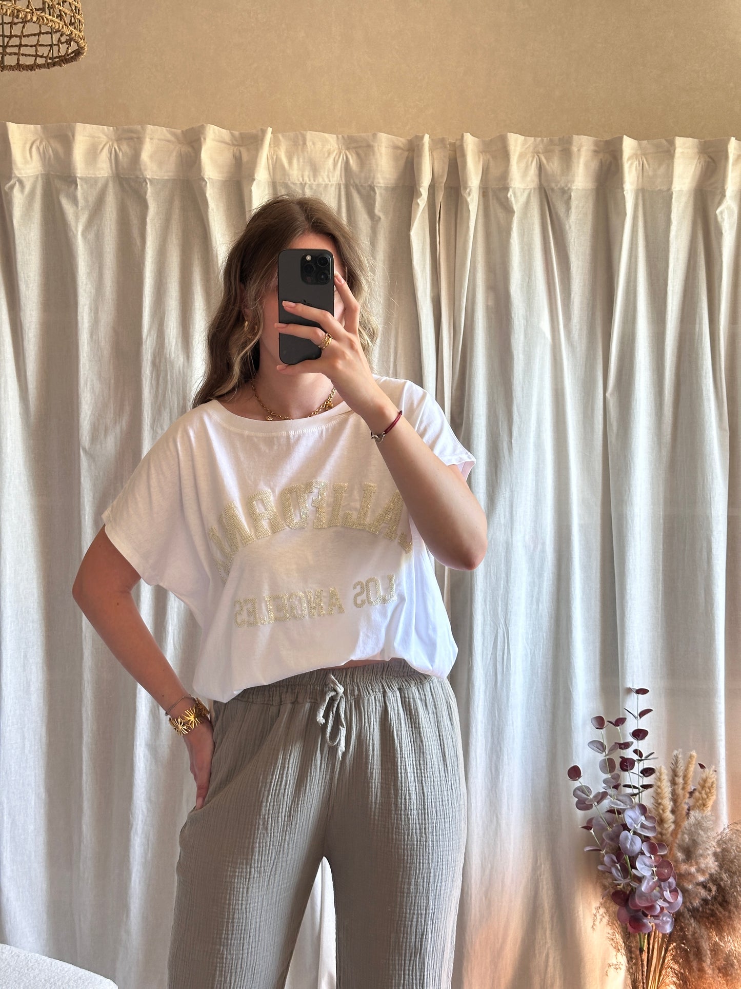 Pantalon taupe en gaze de coton 🇮🇹