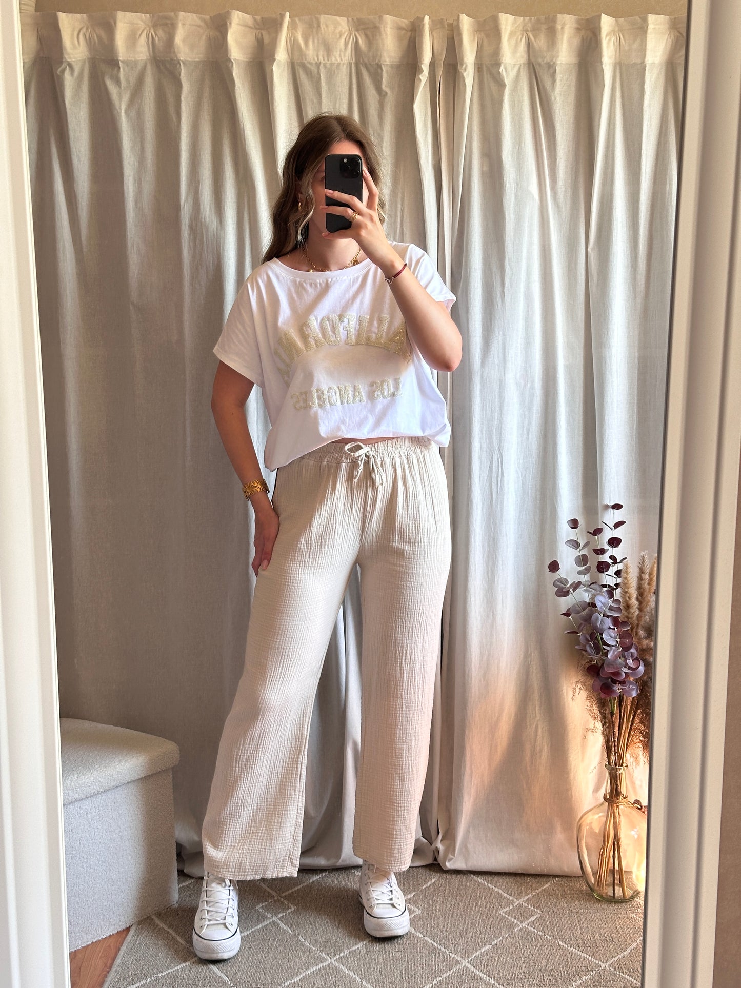 Pantalon beige en gaze de coton 🇮🇹