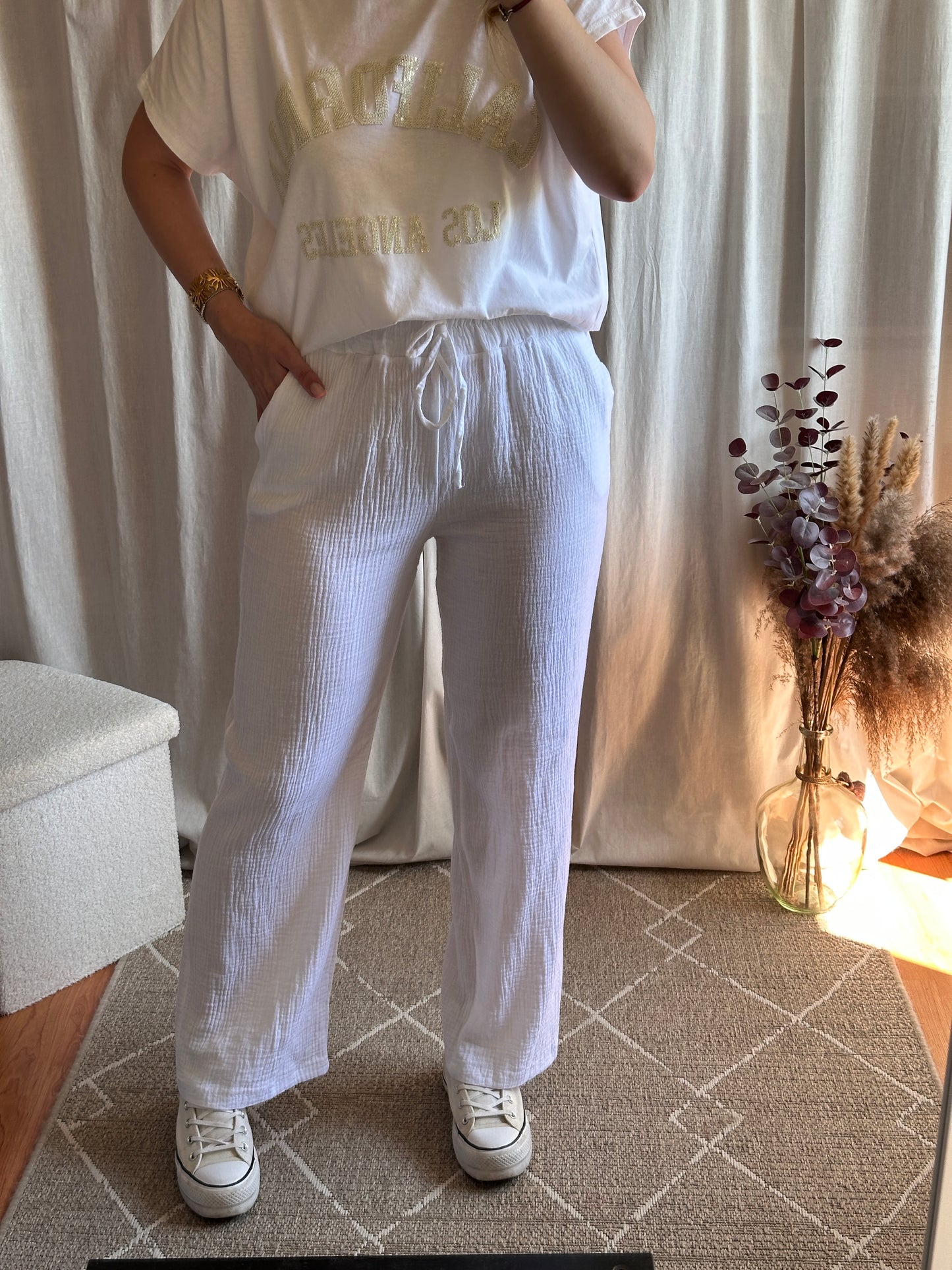 Pantalon blanc en gaze de coton 🇮🇹