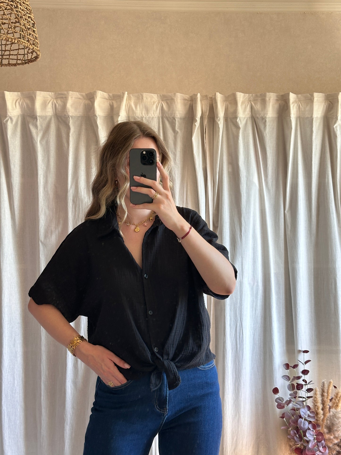 Chemise noir en gaze de coton 🇮🇹