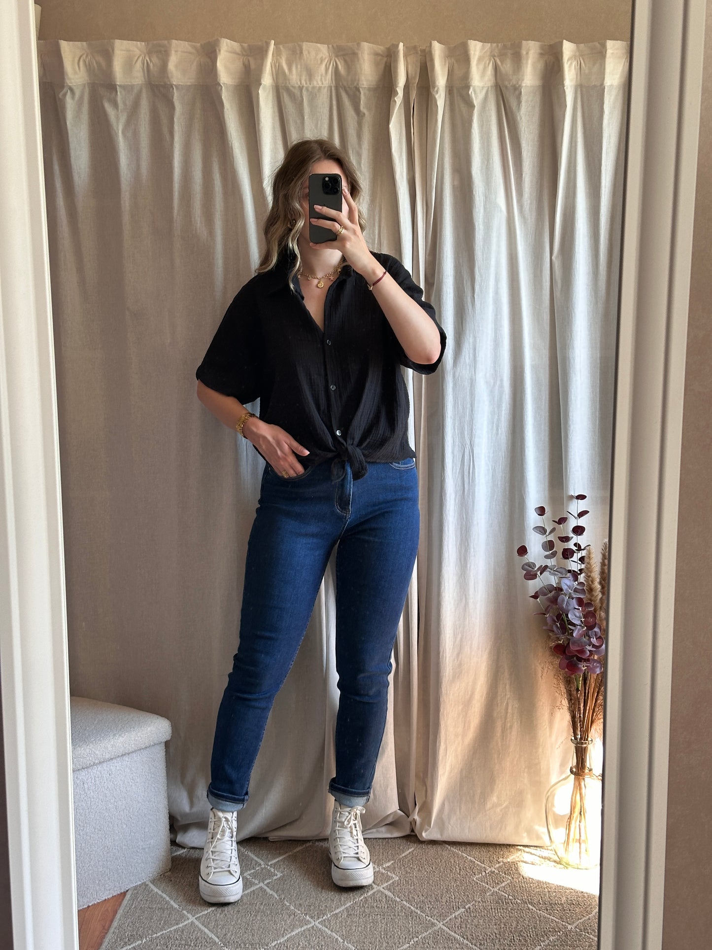 Chemise noir en gaze de coton 🇮🇹
