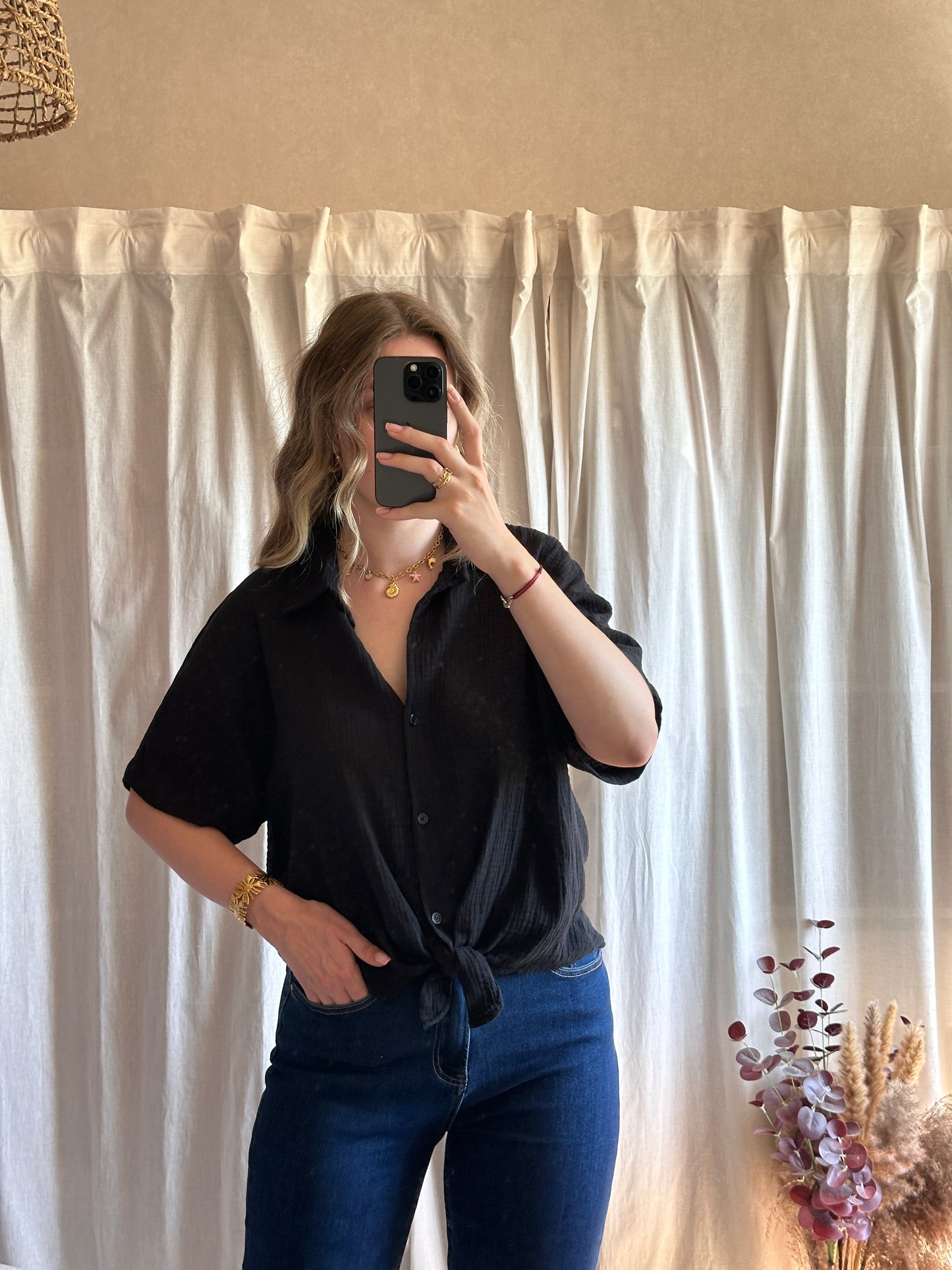 Chemise noir en gaze de coton 🇮🇹