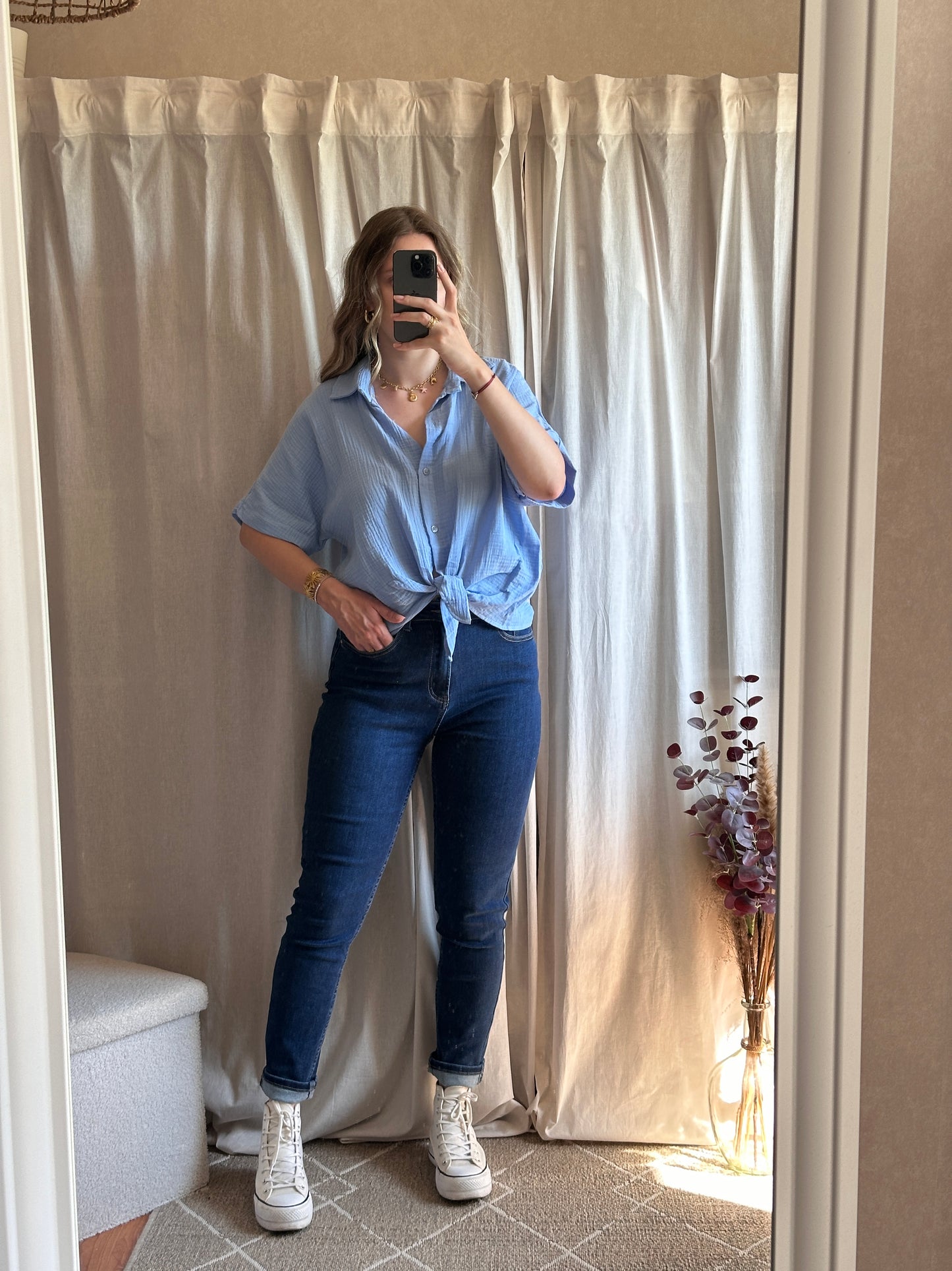 Chemise bleu ciel en gaze de coton 🇮🇹