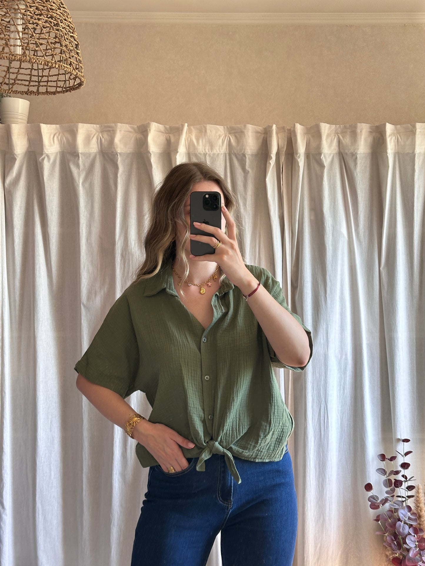 Chemise kaki en gaze de coton 🇮🇹