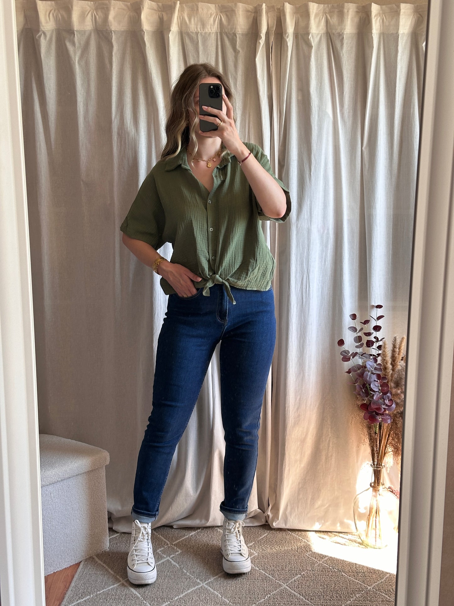 Chemise kaki en gaze de coton 🇮🇹