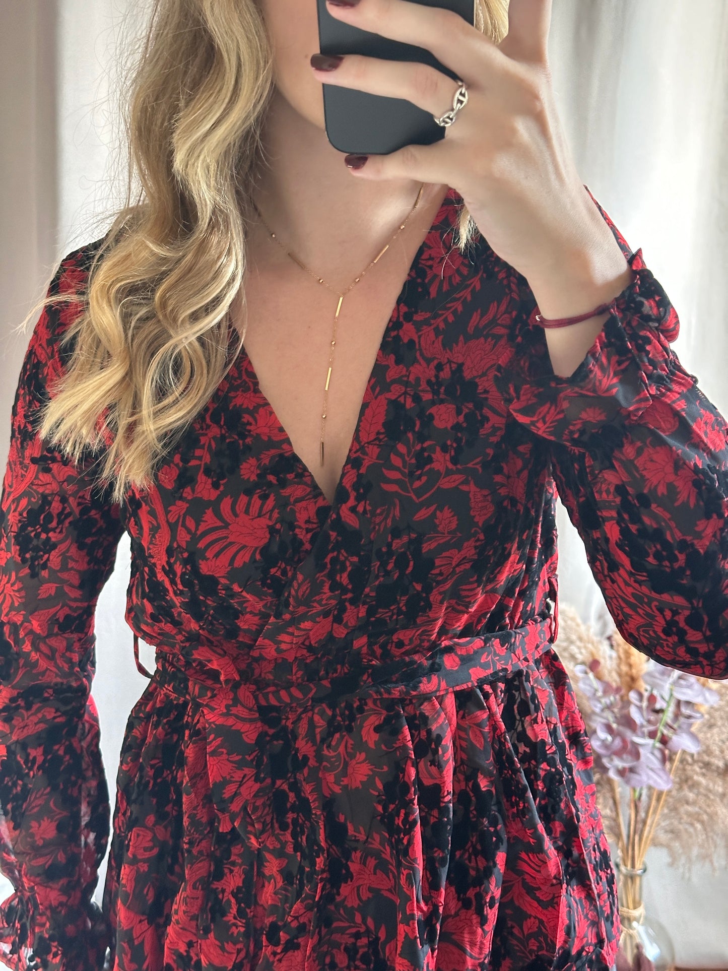 Blouse rouge et noir