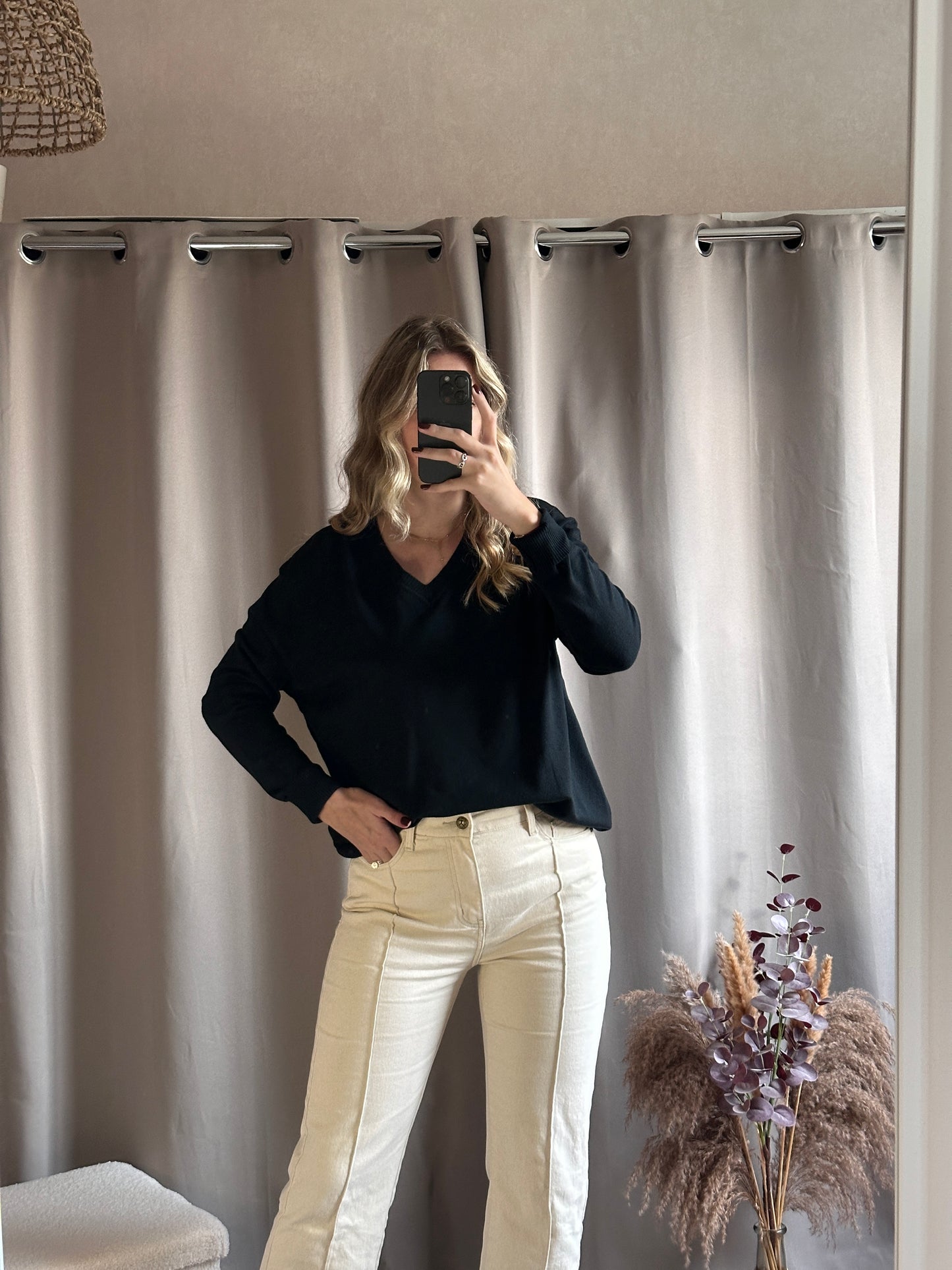 Pull col V doux Noir