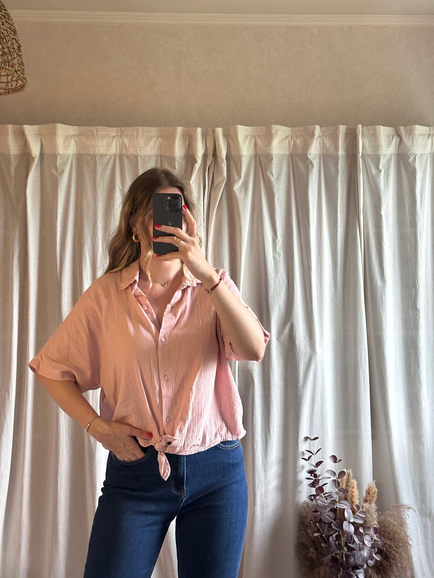 Chemise rose en gaze de coton 🇮🇹