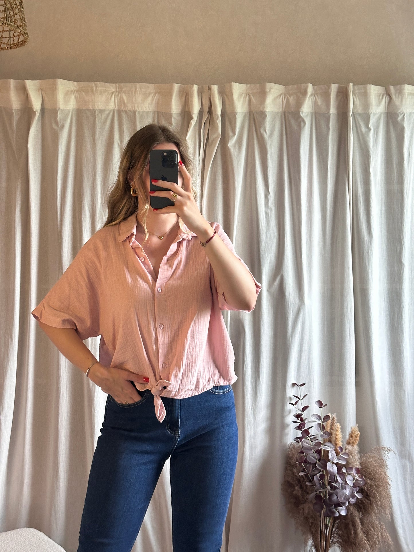 Chemise rose en gaze de coton 🇮🇹