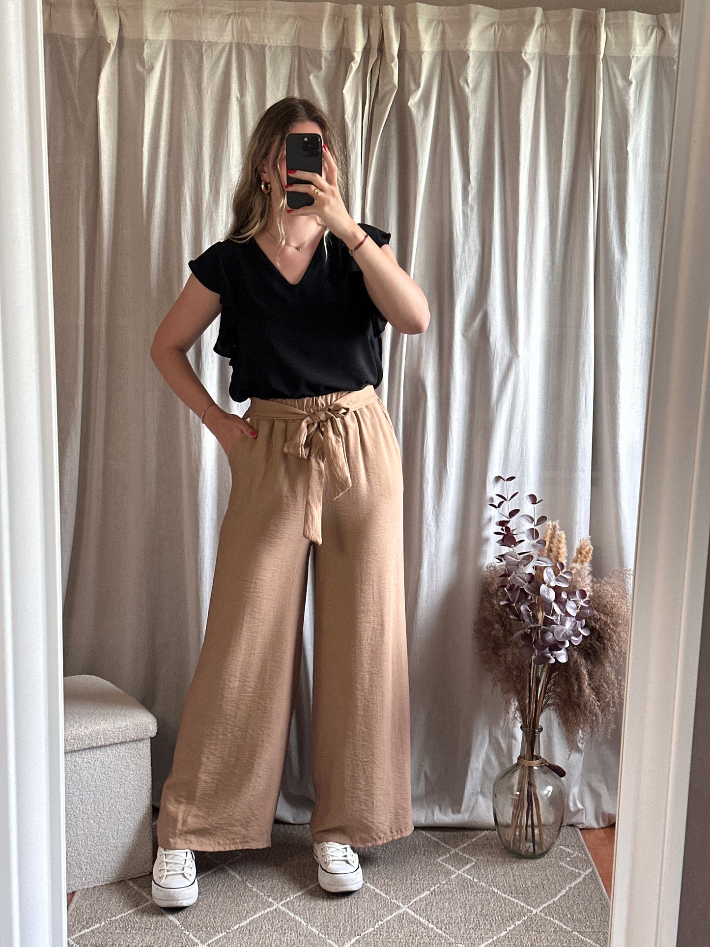 Pantalon fluide camel