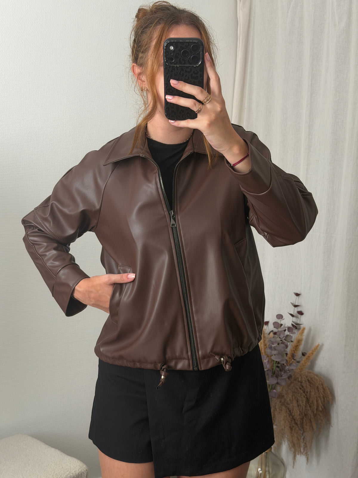 Veste similicuir chocolat