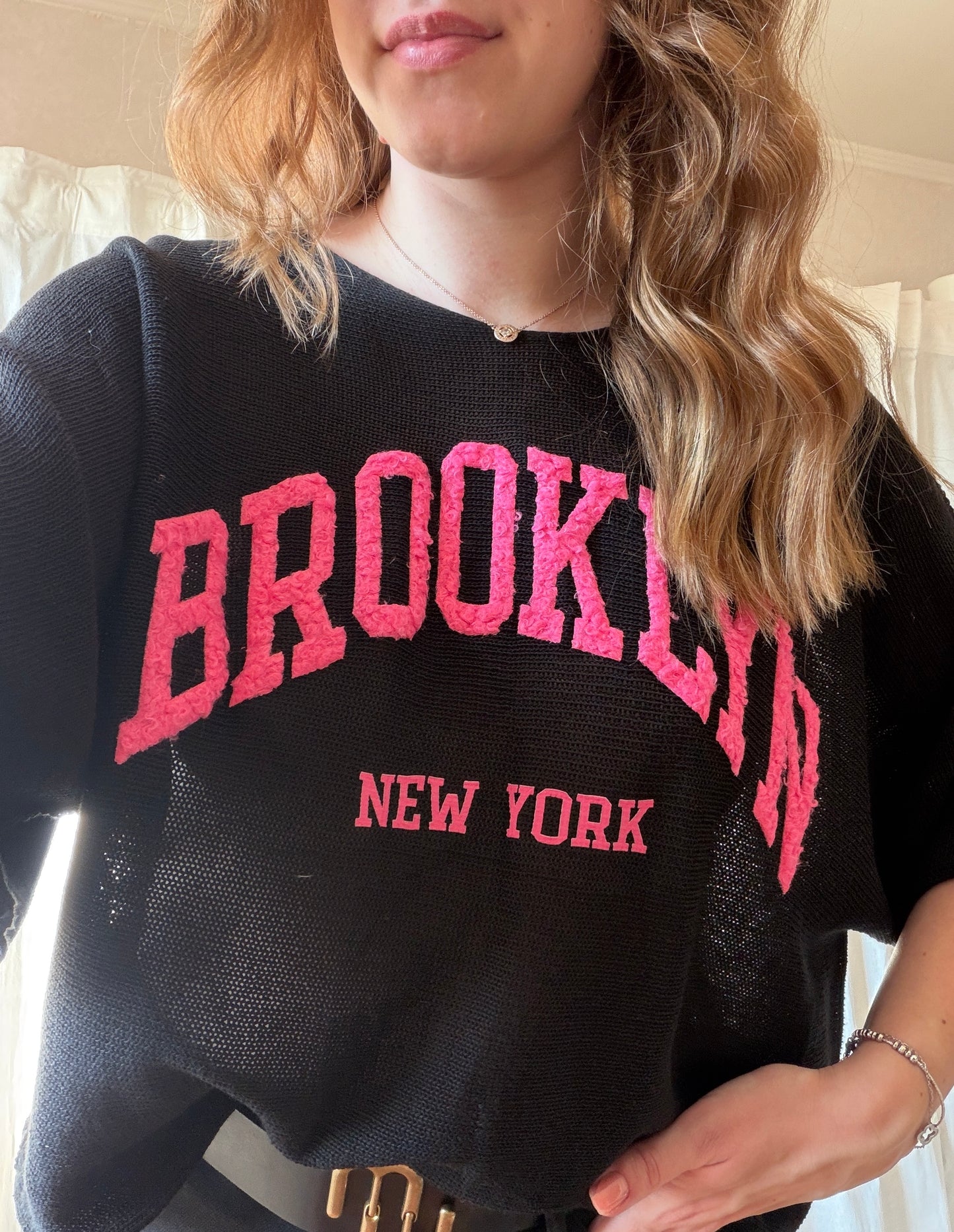 T-shirt noir et rose "Brooklyn"