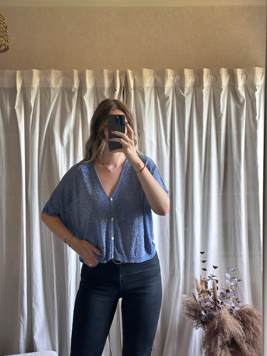 Gilet bleu à paillettes
