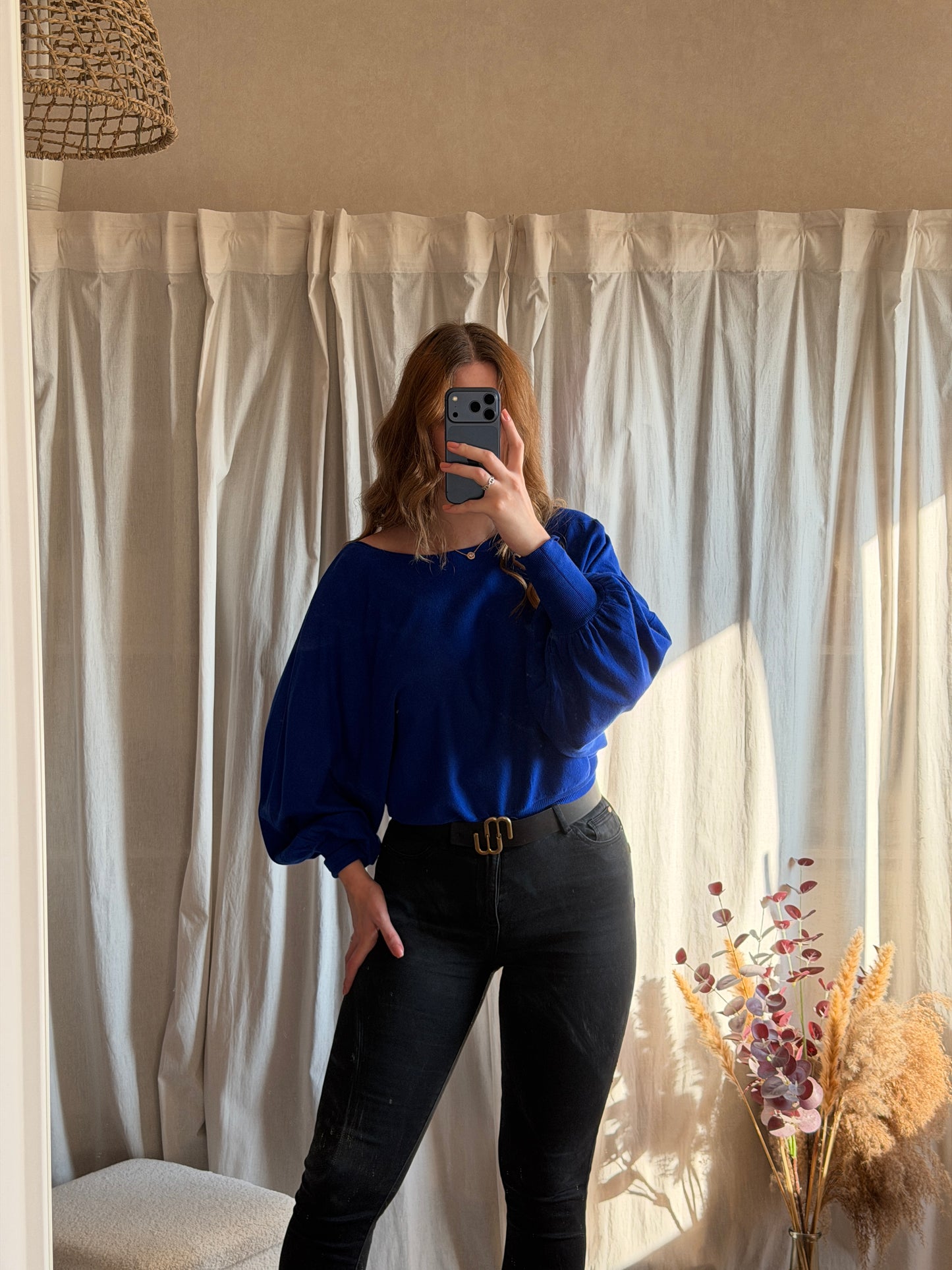 Top épaule dénudé bleu