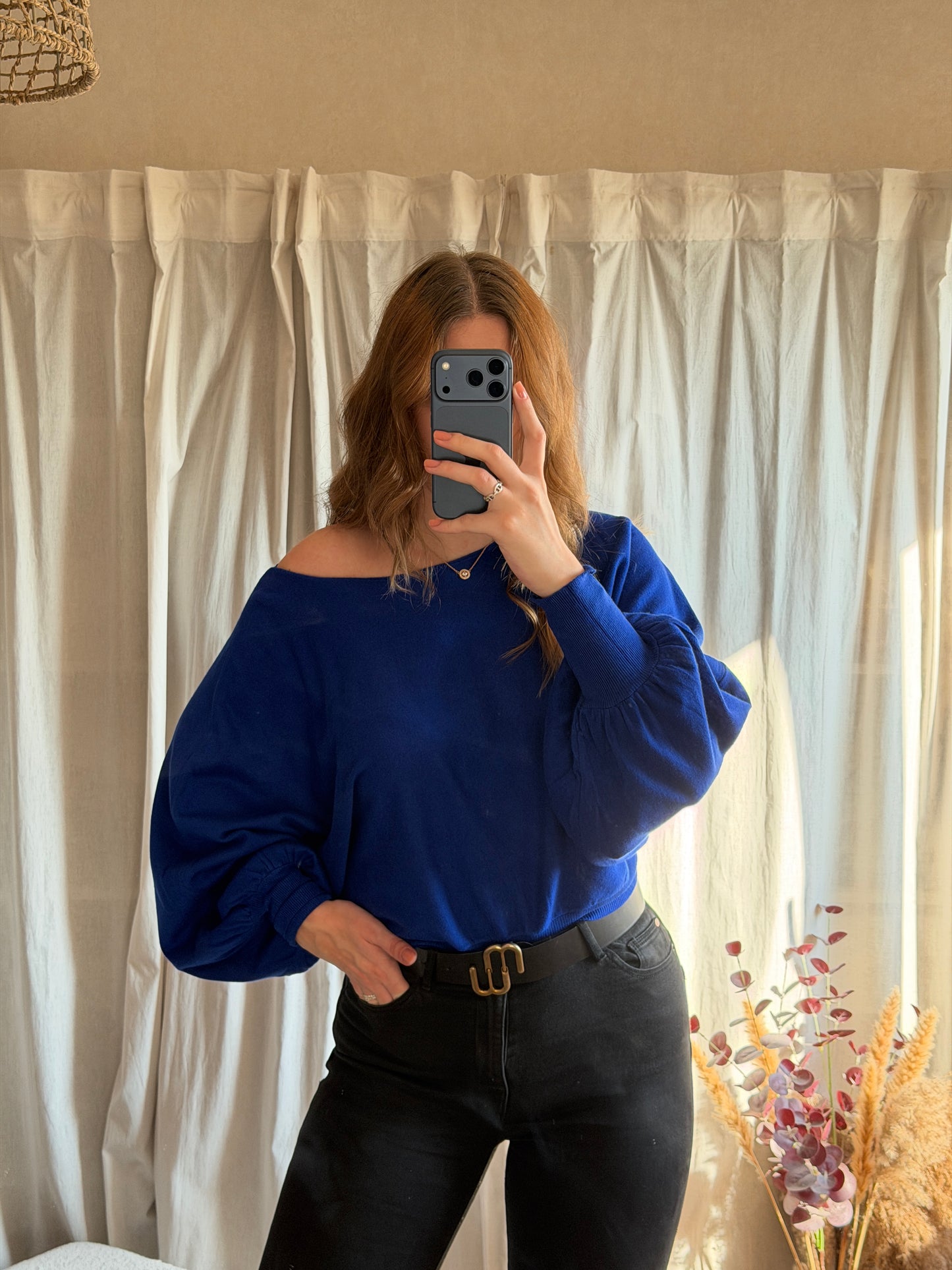 Top épaule dénudé bleu